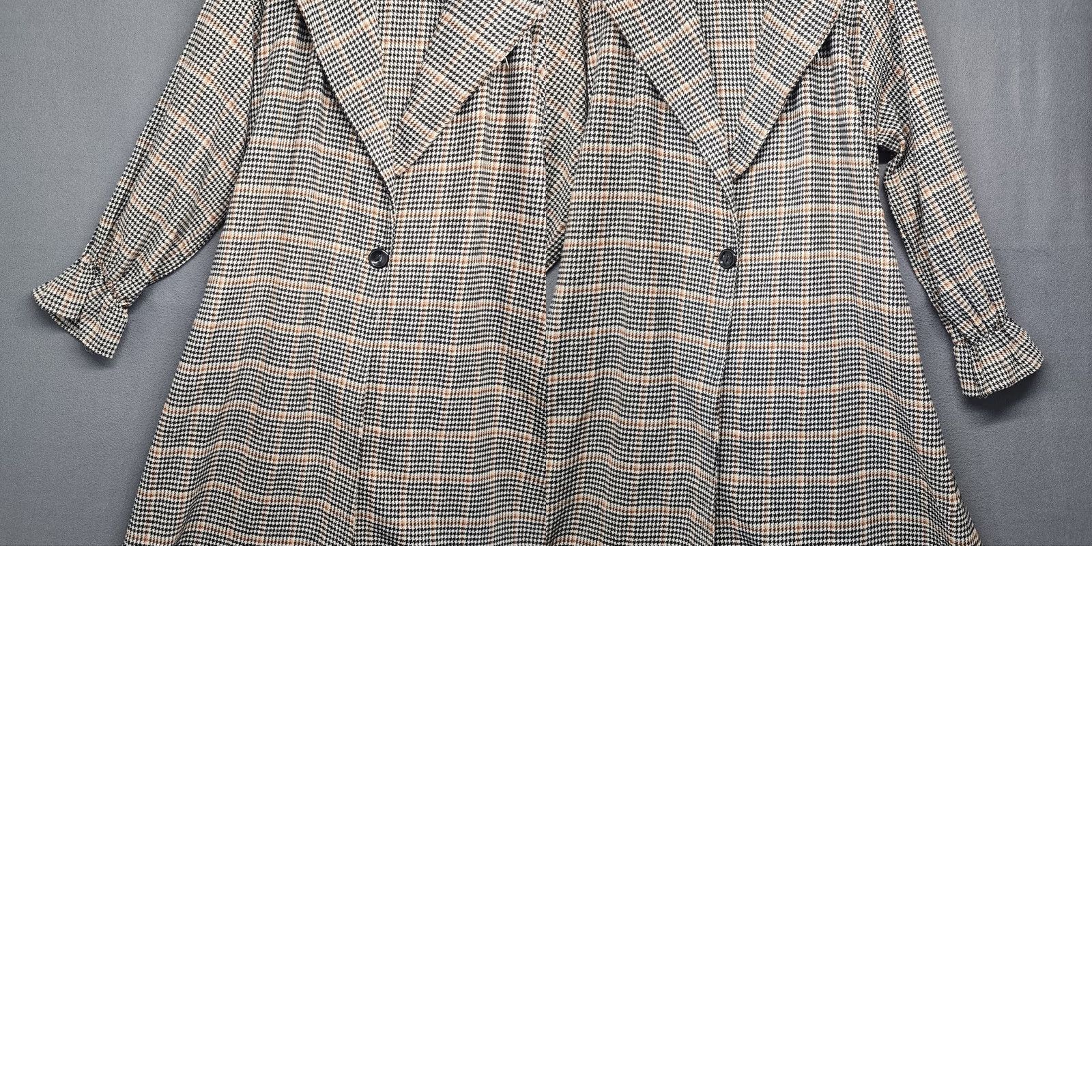 Vintage Womens Sweater Jacket Houndstooth One Button Waist Tie Duster Cardigan Long Sleeve M Black Womens Size M / US 6-8 / IT 42-44 - 9 Thumbnail