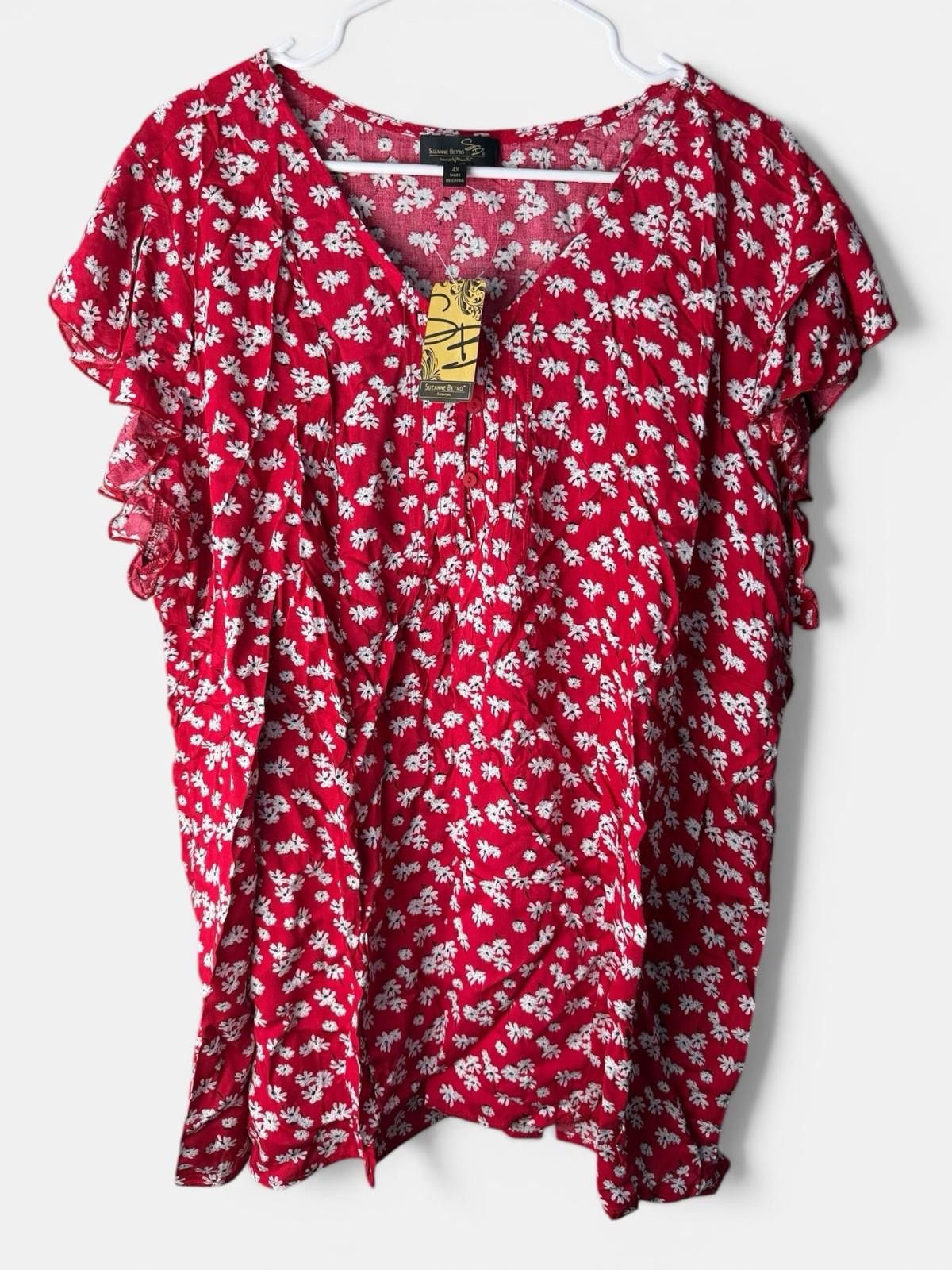 Other Suzanne Betro 4X Red White Floral Button Size M / US 6-8 / IT 42-44 - 2 Thumbnail