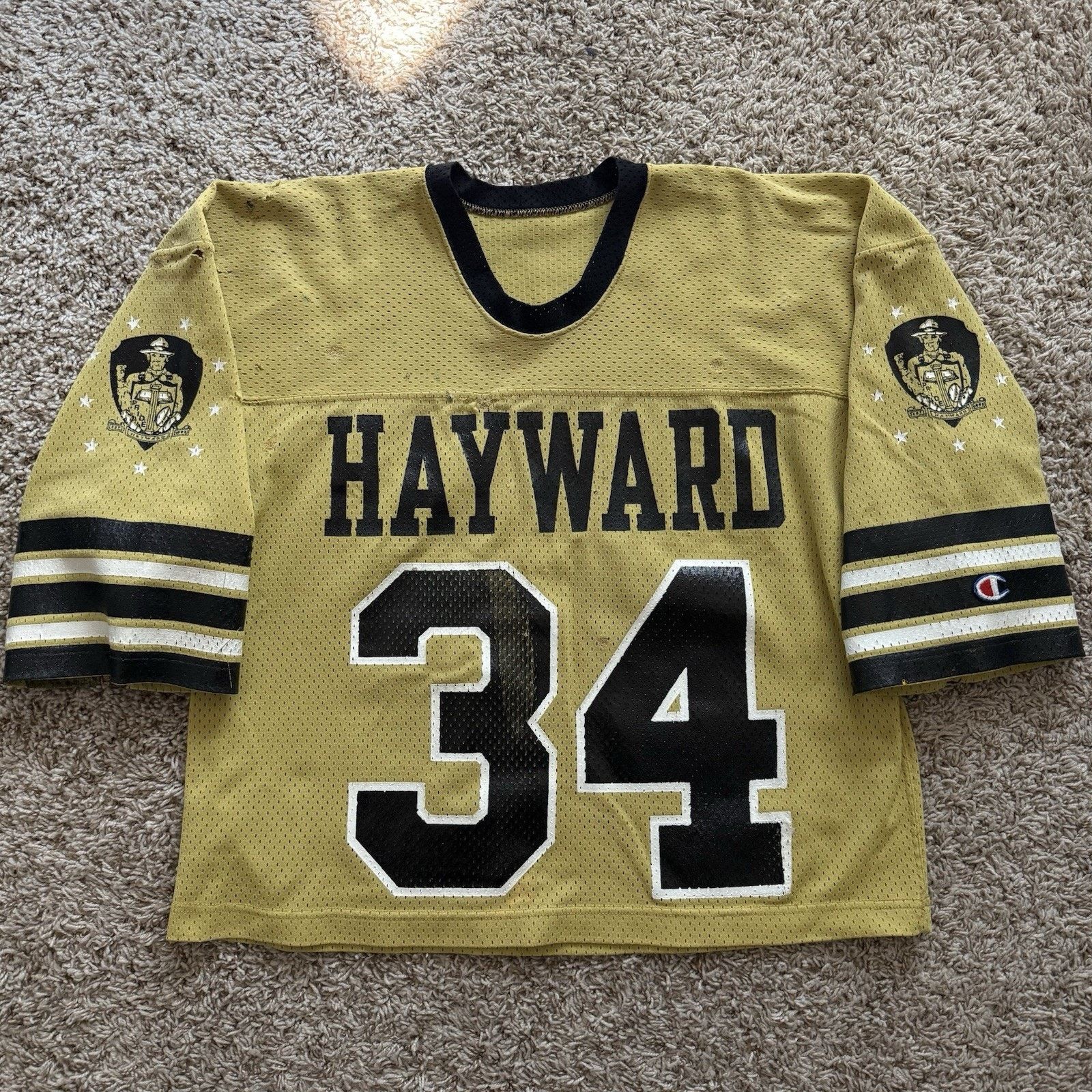 Champion × Vintage Vintage 80’s Champion Cropped Football Jersey Yellow Black Size US L / EU 52-54 / 3 - 1 Thumbnail