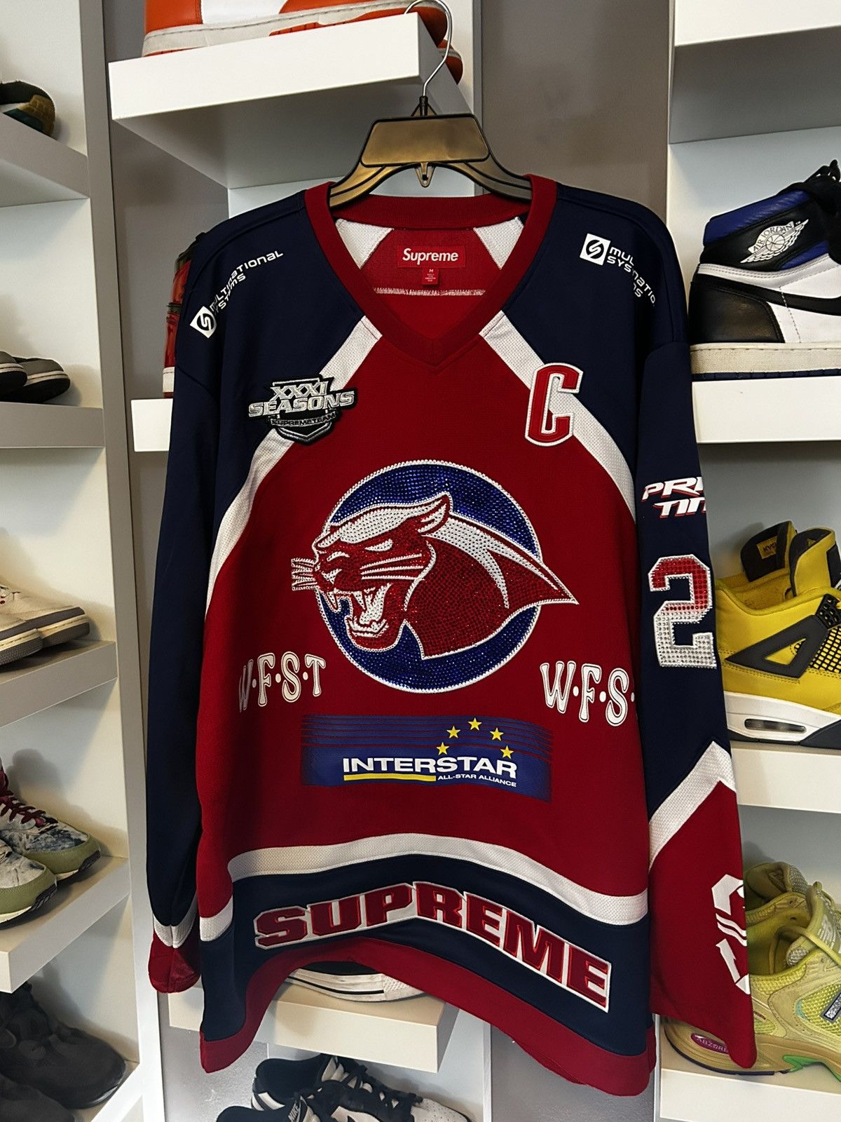 Hype × Streetwear × Supreme Supreme Rhinestone Hockey Jersey SS25 