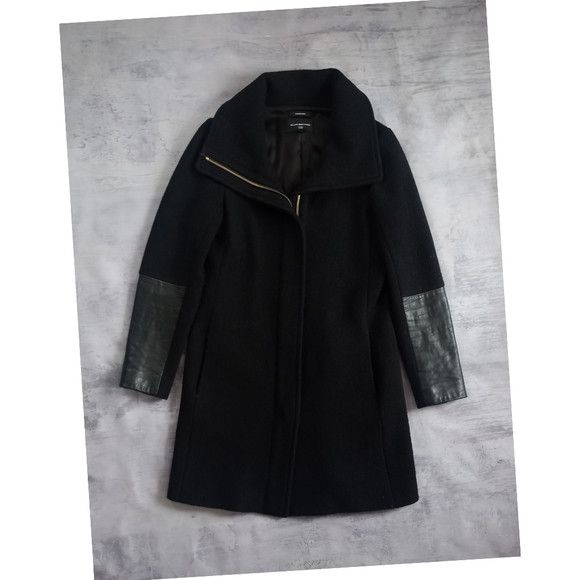 Image of Women's Club Monaco Italian Wool Zip-Up Jacket in Black (Size Small)