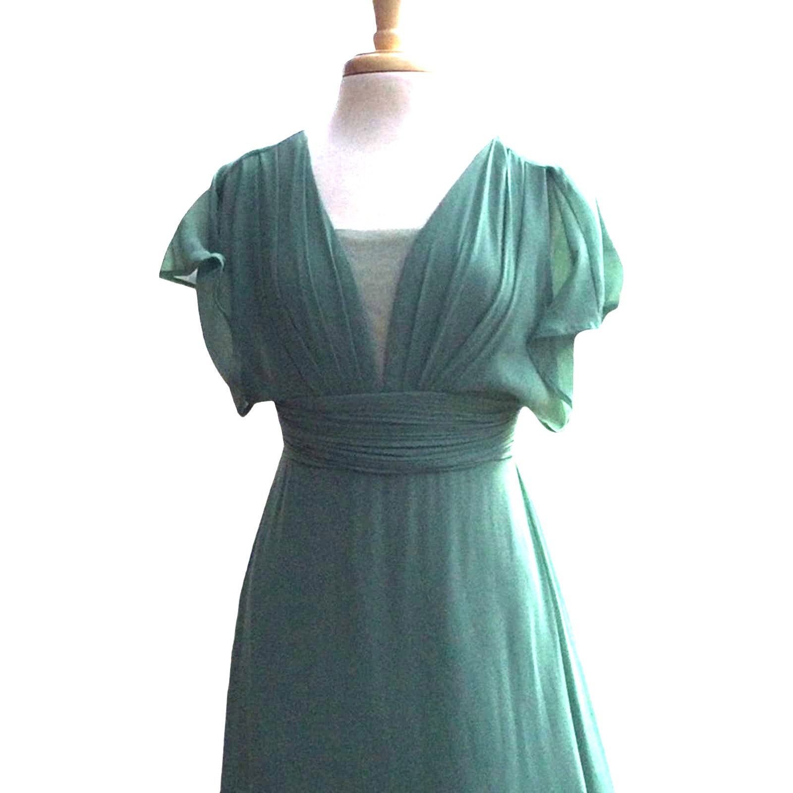 Other Ever Pretty Sage Green Lace Gauging Waist Evening Maxi Dress Size S / US 4 / IT 40 - 2 Thumbnail