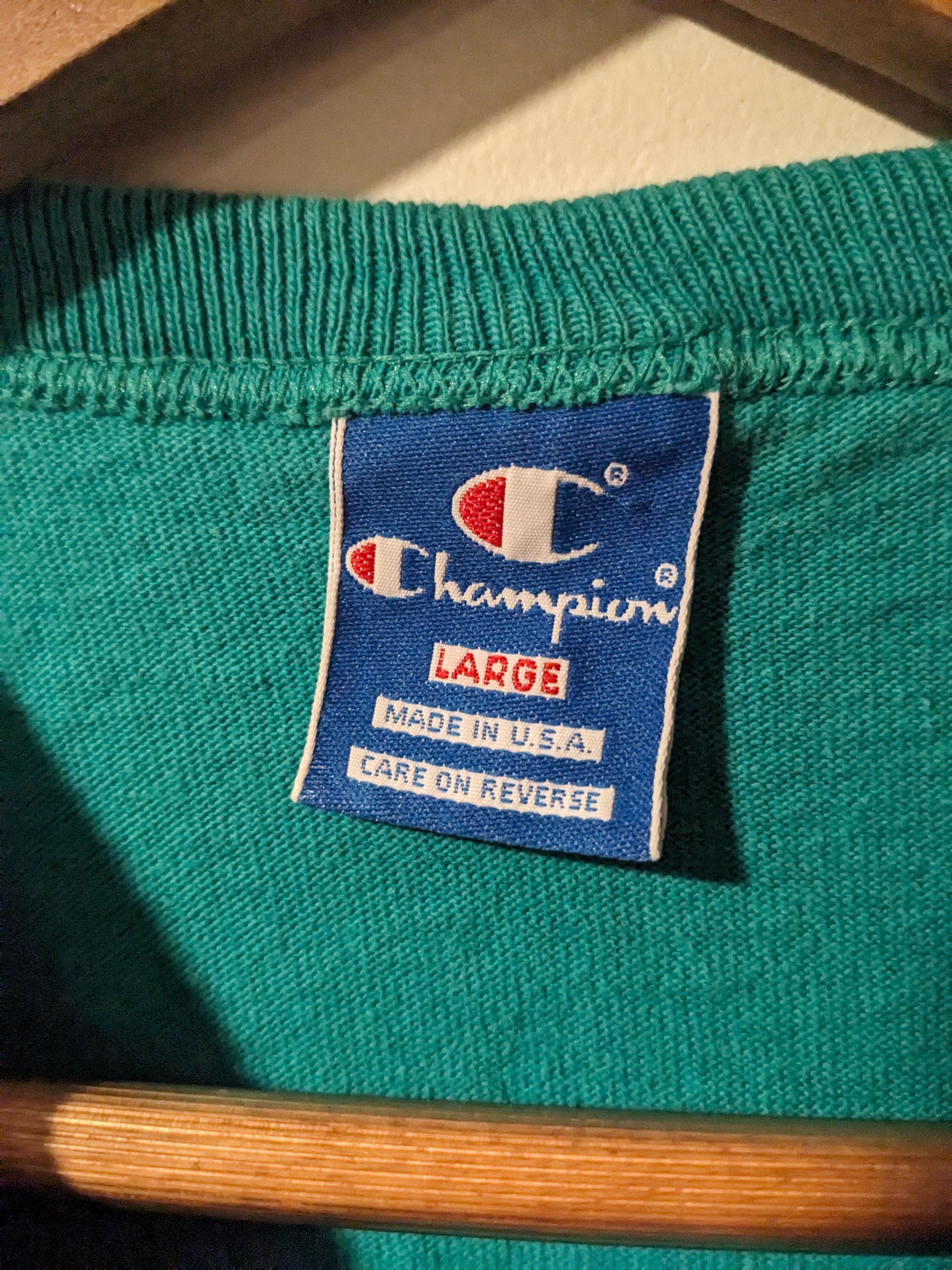Champion × Vintage Vintage 90s Champion Spell Out Logo Green Large T-Shirt Size US L / EU 52-54 / 3 - 3 Thumbnail