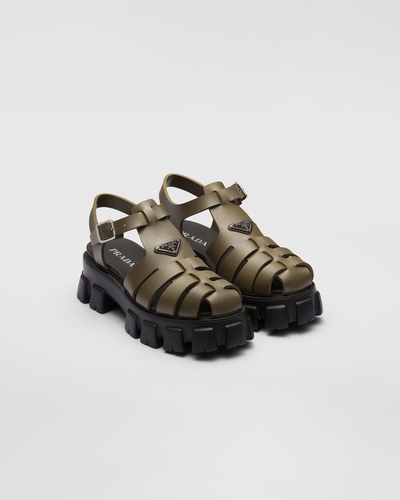 Prada o1mt1gz0526 Rubber Sandals in Khaki Size US 9 / EU 42 - 2 Thumbnail