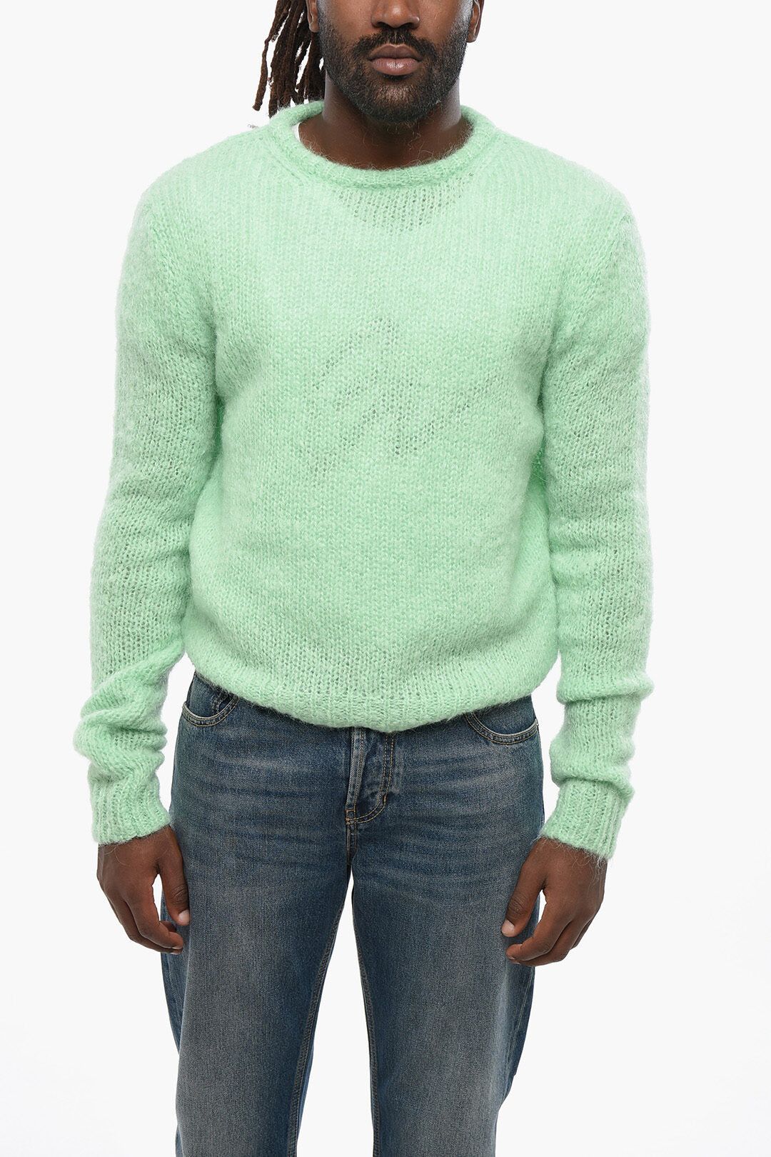 Rick Owens og1mm1025 Mohair Blend Crewneck Sweater in Green Size US M / EU 48-50 / 2 - 1 Thumbnail