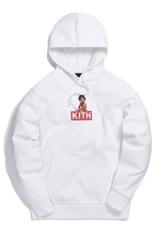 image of Kith X Biggie Classic Logo Hoodie in White, Men's (Size Small)