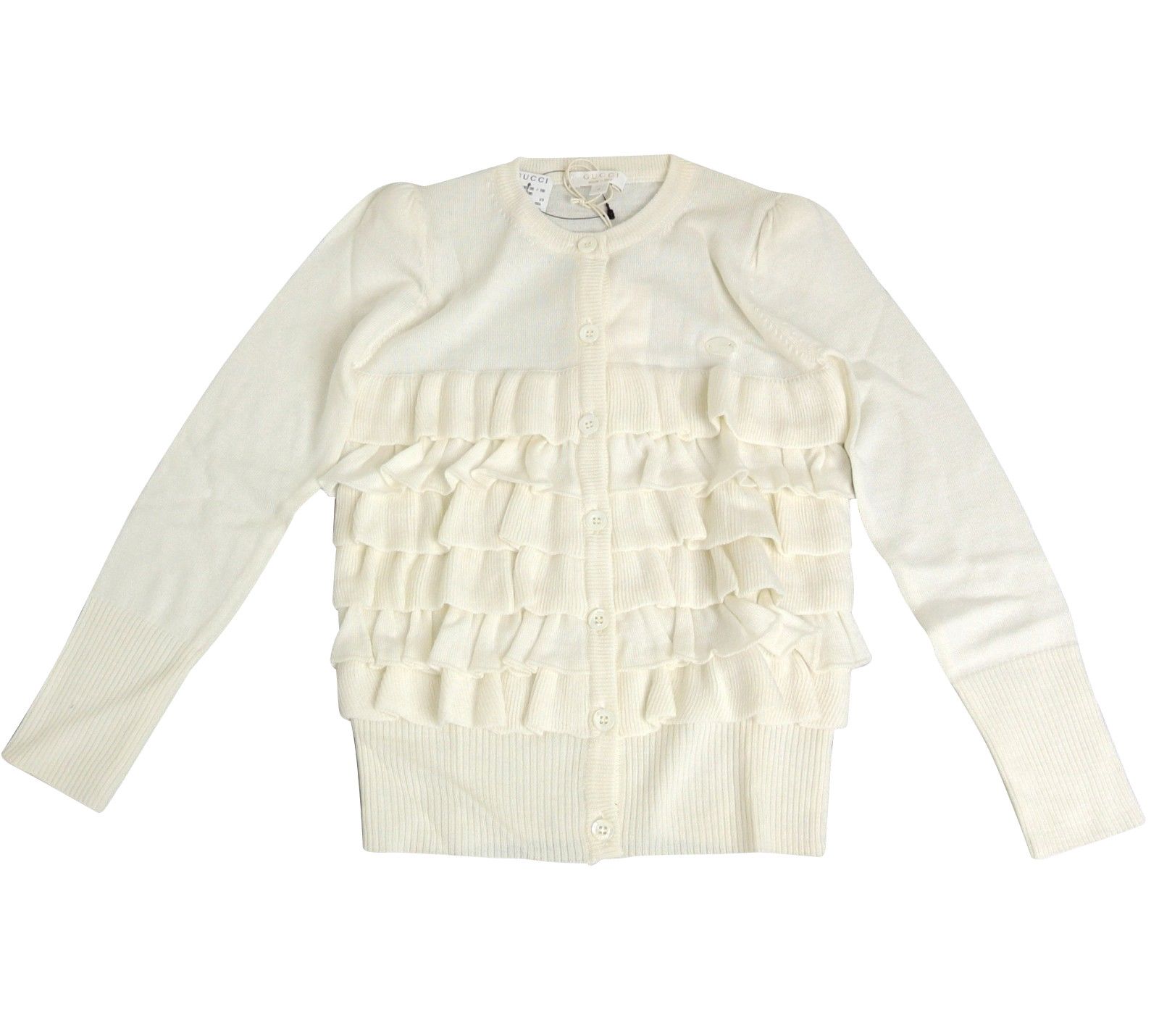 Gucci Kids White Ruffle Wool / Cashmere / Silk Sweater Top(Size Size S / US 4 / IT 40 - 1 Thumbnail