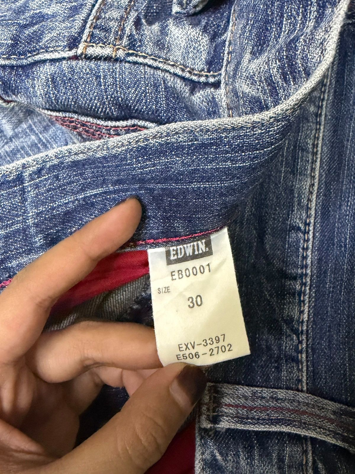 Edwin Vintage Edwin Blue Tripe Faded Wash Distress Loose Jeans Size US 32 / EU 48 - 5 Thumbnail