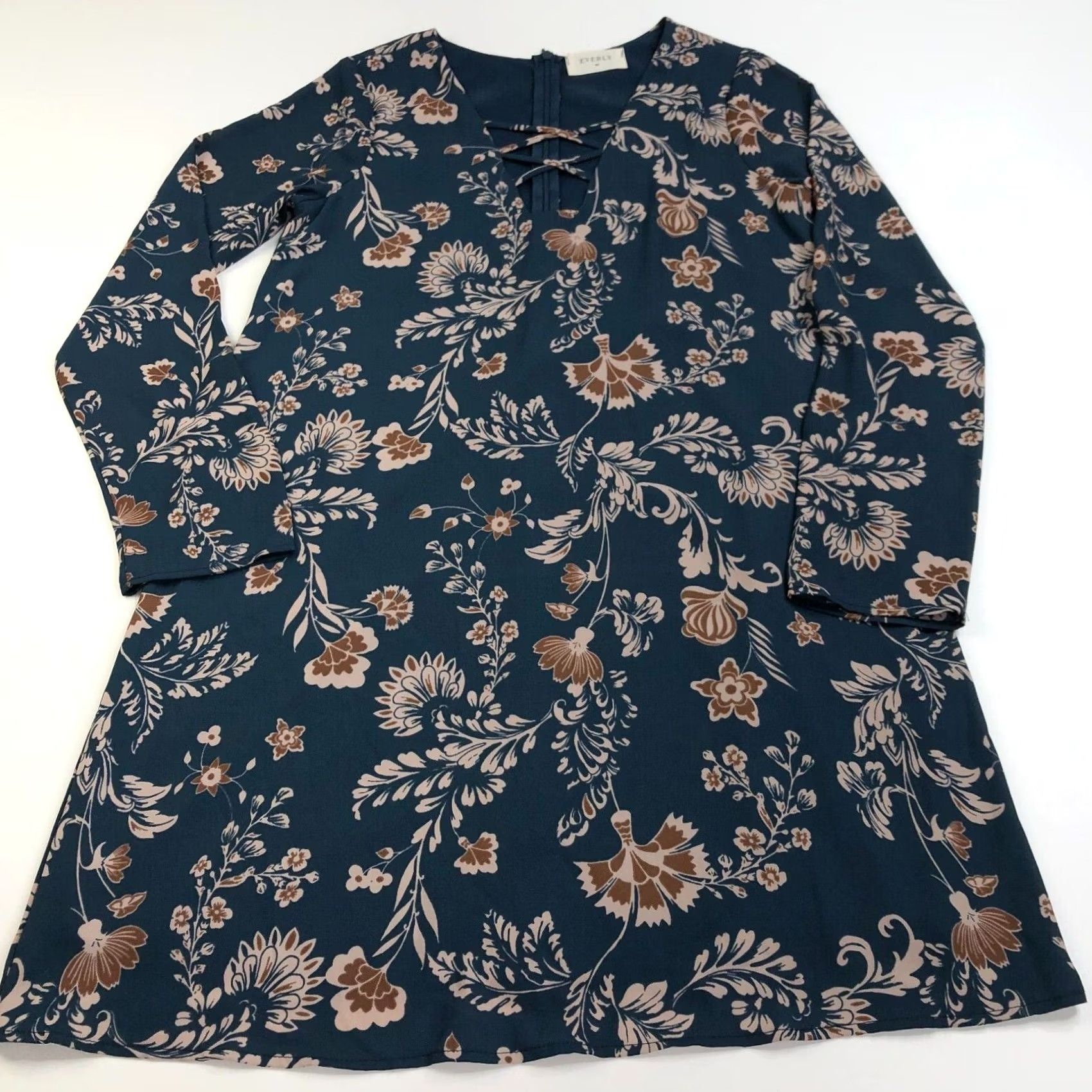 Anthropologie Everly Anthropologie Tunic Shirt Dress Floral Blouse Zip Back Blue Green XS Women's Sleeveless Size XS / US 0-2 / IT 36-38 - 6 Thumbnail
