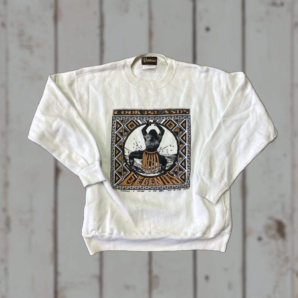 Vintage VINTAGE Wishbone 90s Crewneck Sweatshirt Men L White Cotton Twill Logo Graphic Print Animal Nature 90s Gym & Training Pullover Size US L / EU 52-54 / 3 - 1 Thumbnail