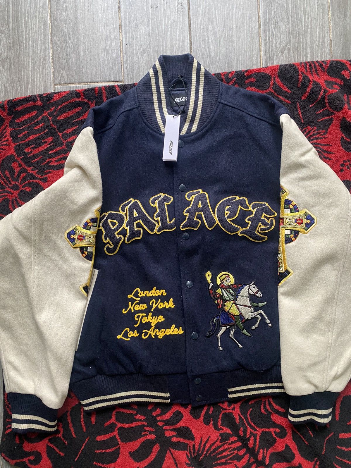 Palace Palace Saints Varsity Jacket Navy size L | Grailed