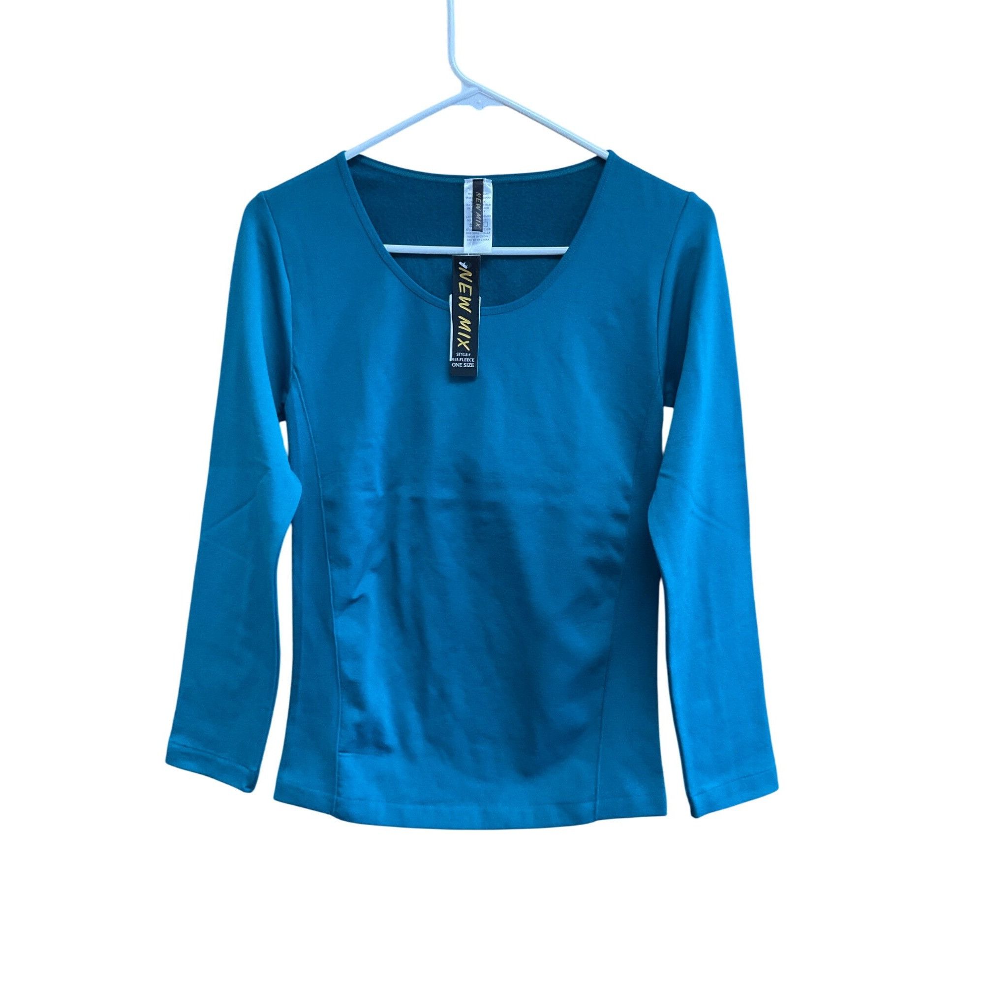 Other Womens Teal Long Sleeve Top Round Neck One Size Fits All Cas Size ONE SIZE - 2 Thumbnail