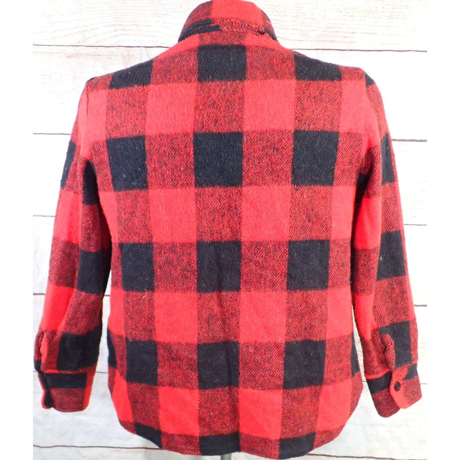 Vintage VINTAGE Red Black Buffalo Plaid Wool CPO Shirt Jacket Mens XS Womens Sm Cotton? Size XS / US 0-2 / IT 36-38 - 3 Thumbnail
