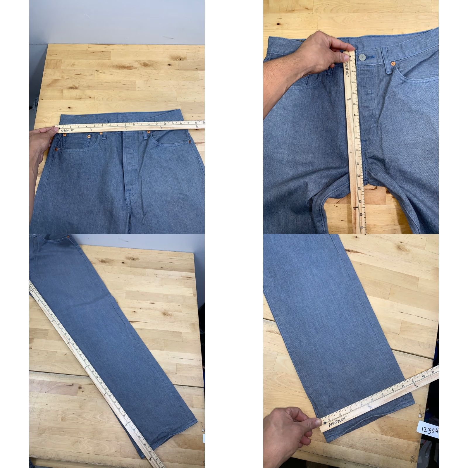 Levi's Levis 501 Jeans Mens 34x34 Denim Blue Gray Straight Button Fly 12304 Vintage No Size US 34 / EU 50 - 8 Thumbnail