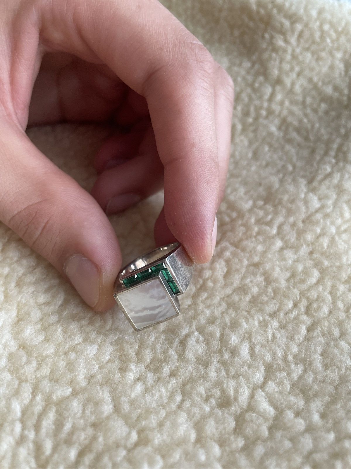 Other MAPLE - MOTHER OF PEARL x GREEN TOPAZ - 925 SILVER RING Size ONE SIZE - 3 Thumbnail