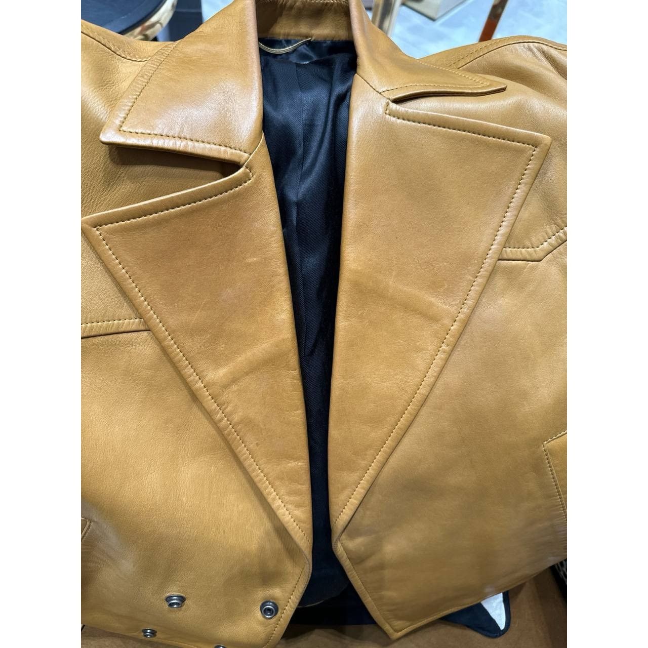 Saint Laurent Paris Saint Laurent Brown Leather Double Breasted Jacket Sz.40 Size M / US 6-8 / IT 42-44 - 10 Thumbnail