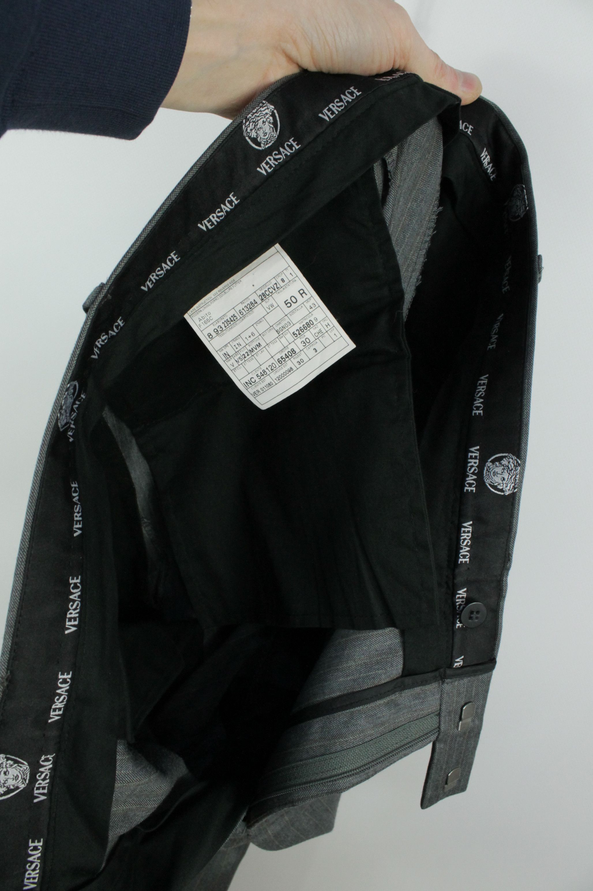 Versace Versace Micro Herringbone Gray Wool Formal Men's Suit Size 40R - 20 Thumbnail