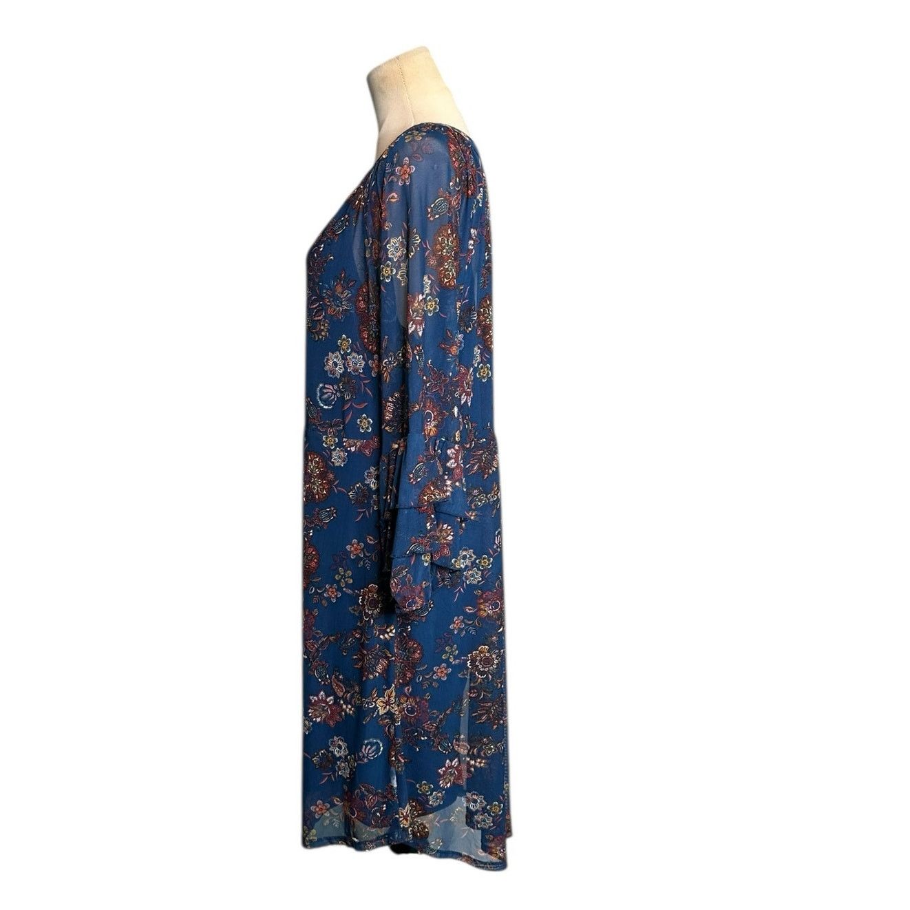 Anthropologie Fig & Flower Blue floral long sleeves midi dress size XL Size XL / US 12-14 / IT 48-50 - 12 Thumbnail