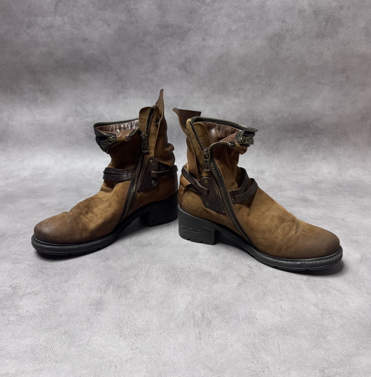A.S.98 A.S.98 Women’s Mustard Biker Booties Leather Brown Size:38 Size US 7 / IT 37 - 6 Thumbnail