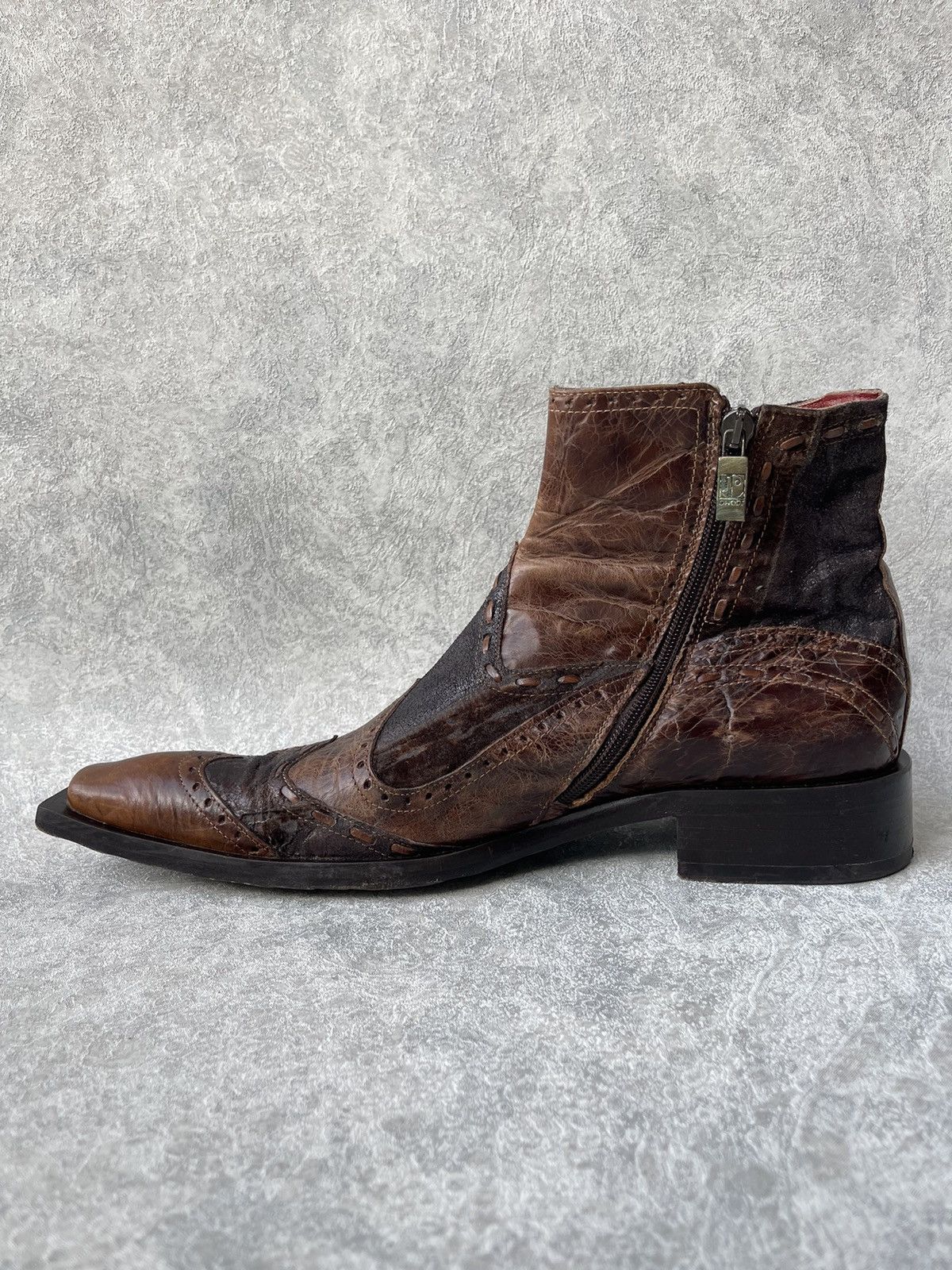 Jo Ghost GHOST Italy Distressed Leather Square Toe Boots Archive Y2K Size US 8 / EU 41 - 11 Thumbnail