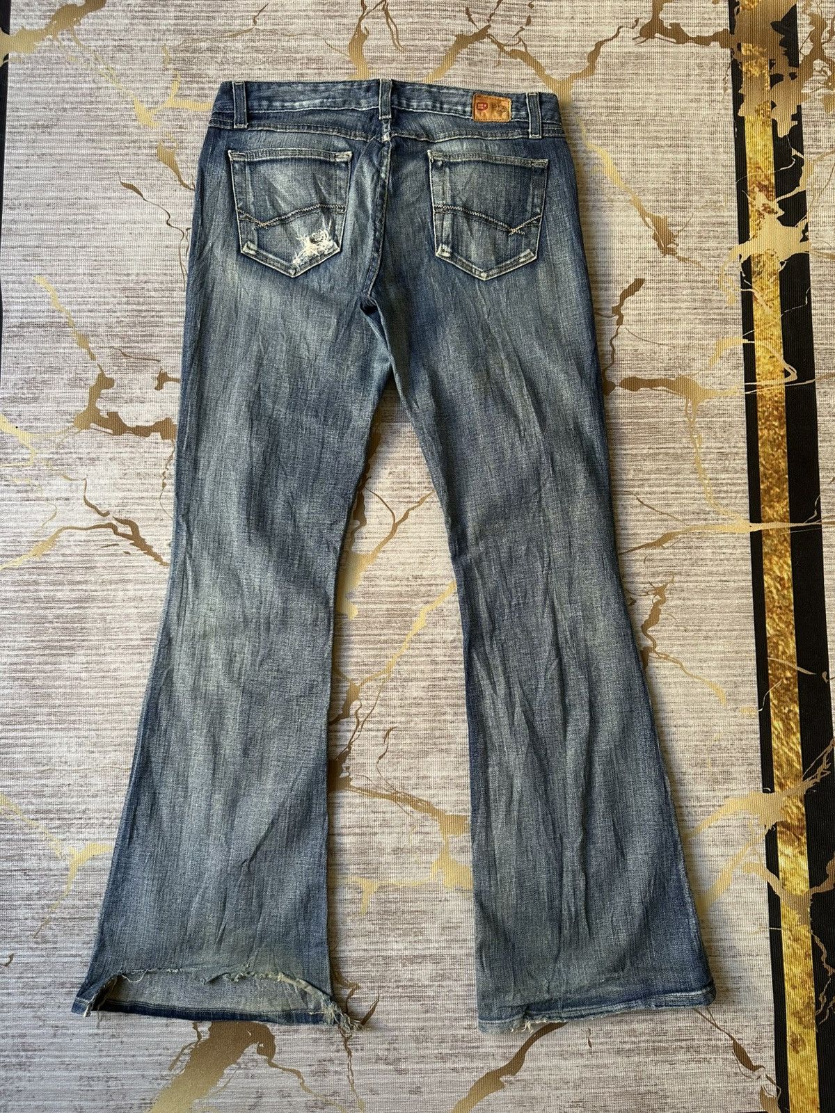 Japanese Brand FLARE Bike Denim Distressed Low Rise Jeans Size US 32 / EU 48 - 4 Thumbnail