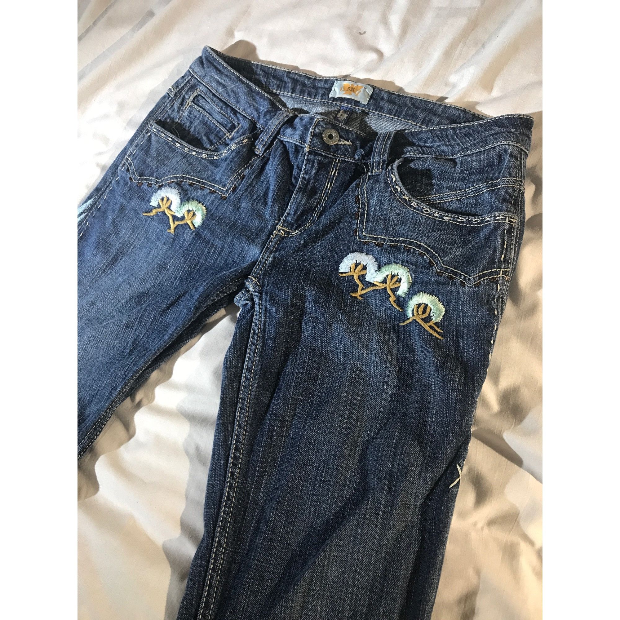 Antik Denim Antik Denim Womens Embroidered Bird Leather Patch Blue Jeans Size 29" - 3 Thumbnail