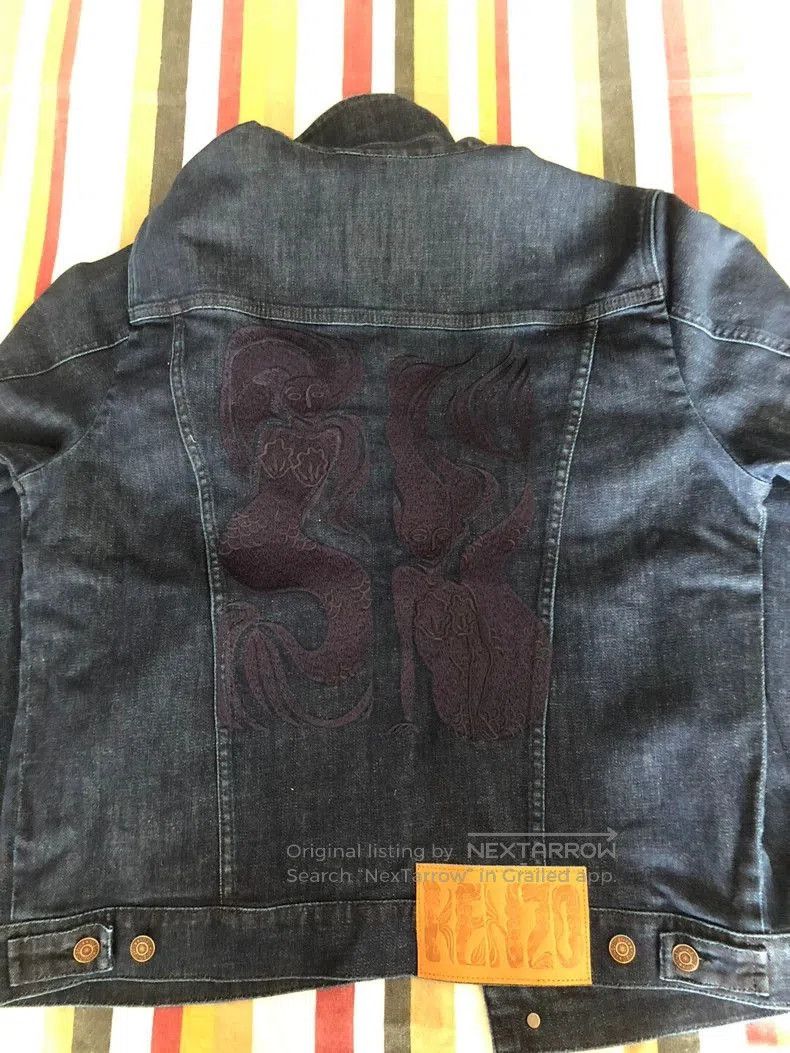 Kenzo KENZO Denim Jacket with Mermaid Embroidery. Size US XL / EU 56 / 4 - 3 Thumbnail