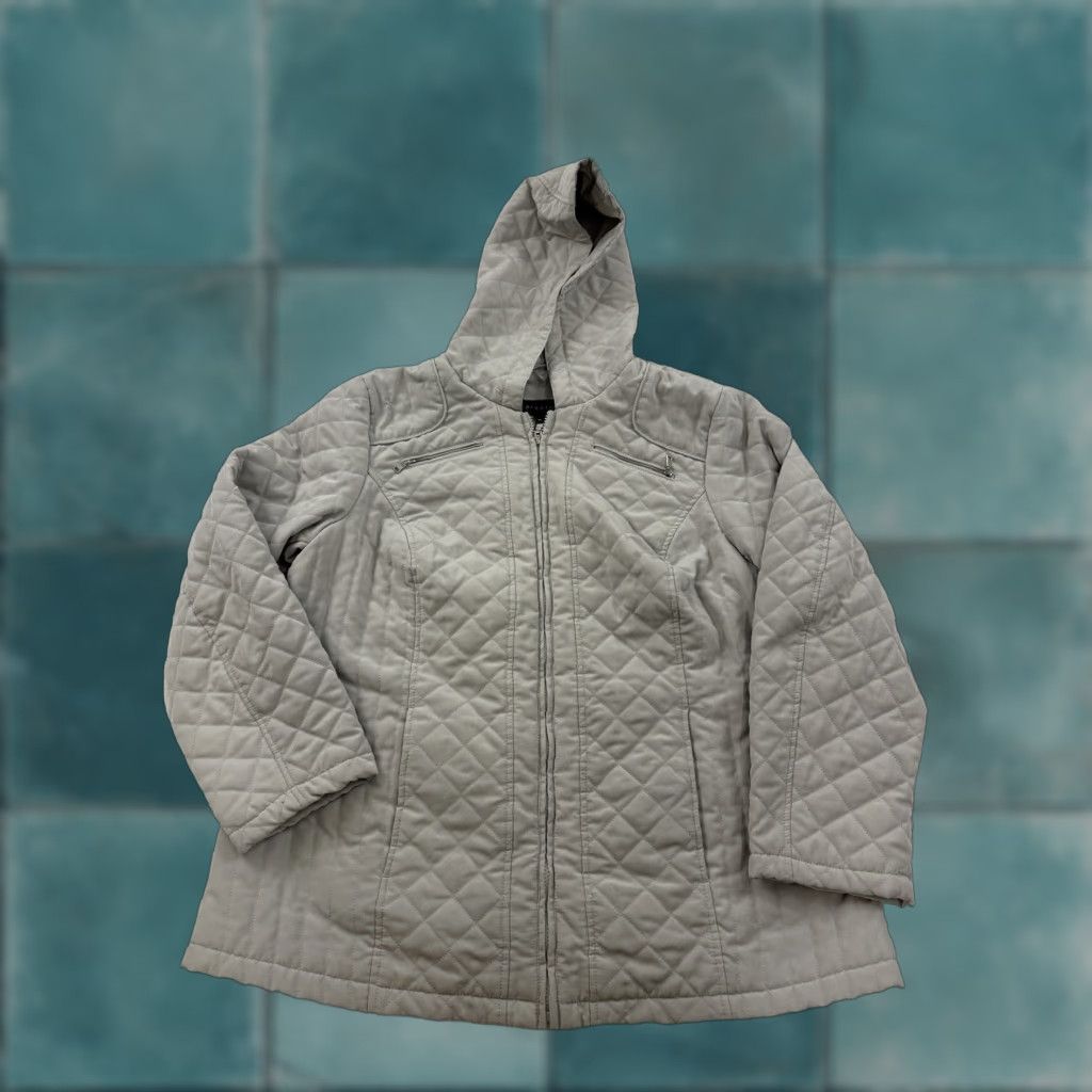 Vintage VINTAGE Braetan Jacket Womens Plus Size 1X Gray Quilted Hooded Full Zip Pockets Basic Jacket Mens Women? Size XL / US 12-14 / IT 48-50 - 1 Thumbnail