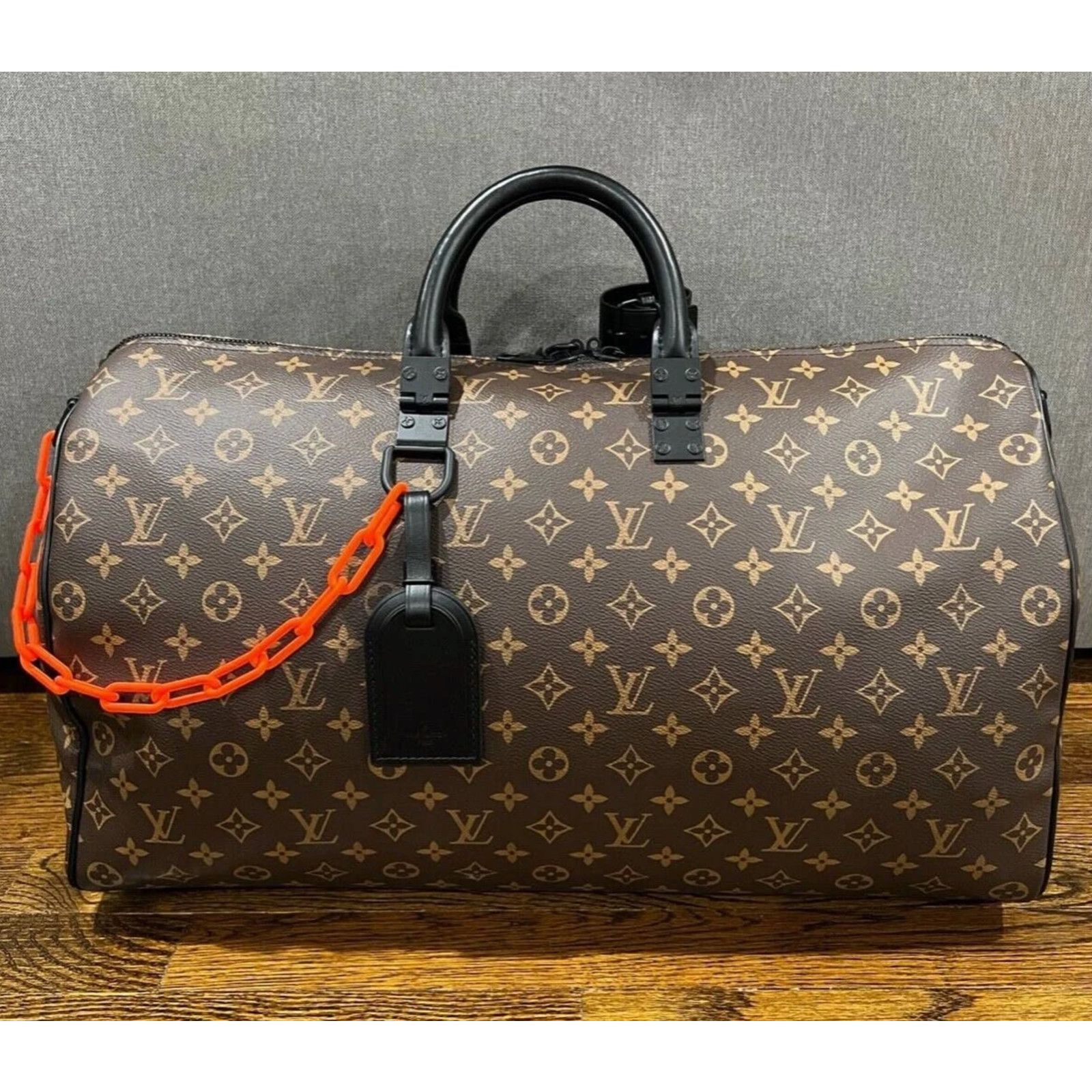 Louis Vuitton Louis Vuitton Keepall Bandouliere Orange Chain Weekend Bag Size ONE SIZE - 2 Thumbnail