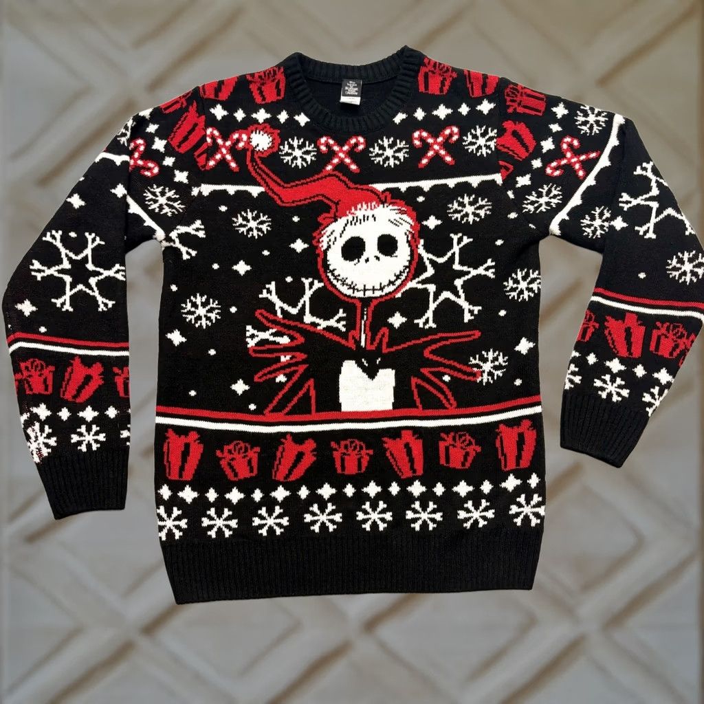 Disney Disney Nightmare Before Christmas Jack Skellington Jolly Holiday Sweater L Mens Crew Neck Knit Acrylic Black Size US L / EU 52-54 / 3 - 1 Thumbnail