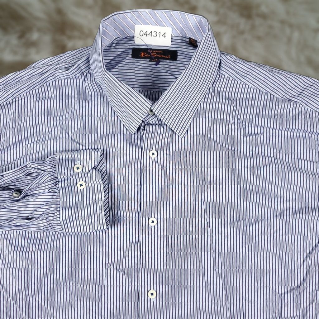 Ben Sherman Ben Sherman Shirt Mens XL Blue Striped Long Sleeve Button-Down Cotton Size US XL / EU 56 / 4 - 1 Thumbnail