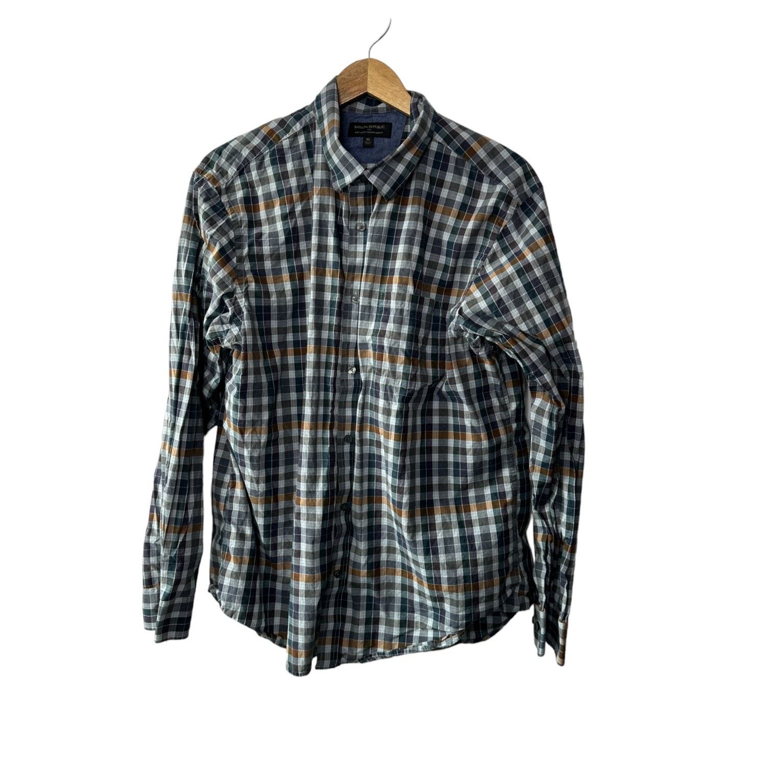 Banana Republic Banana Republic Soft Wash Tailored Slim Fit Plaid Shirt XL Size US XL / EU 56 / 4 - 2 Thumbnail