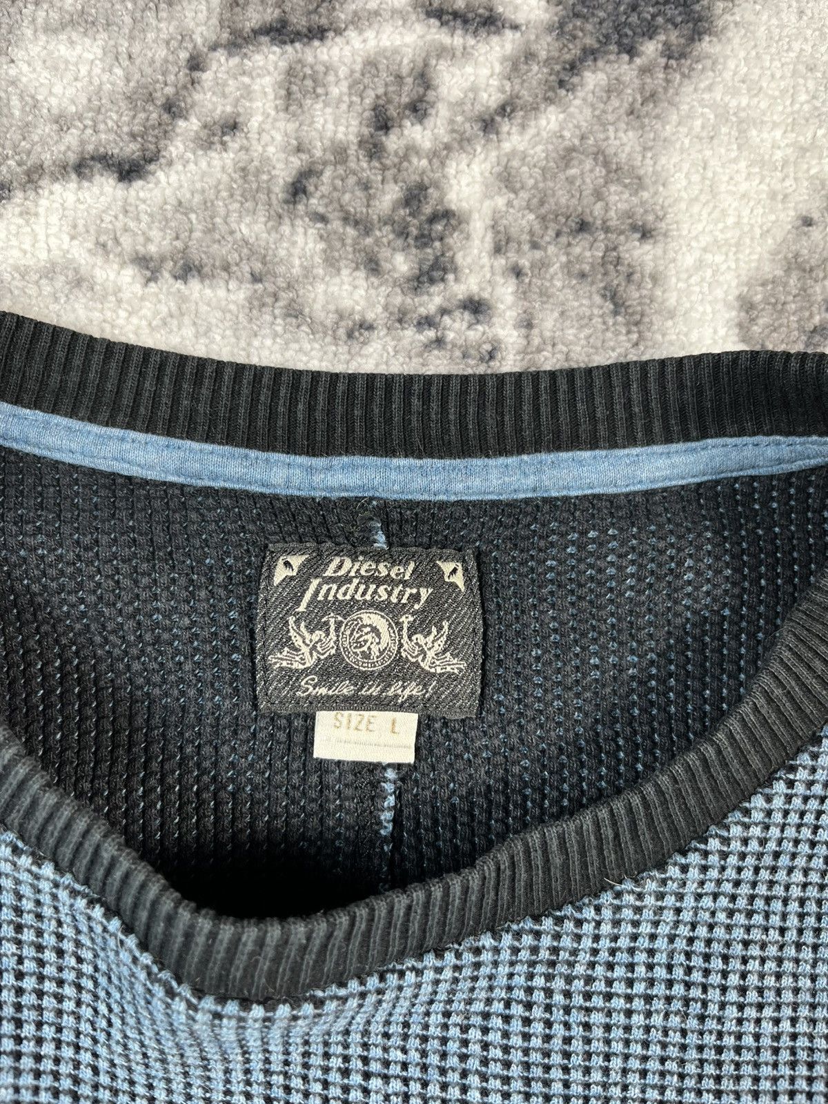 Diesel Diesel Waffle Knit Sweatshirt Blue Cotton Crew L Size US L / EU 52-54 / 3 - 6 Thumbnail