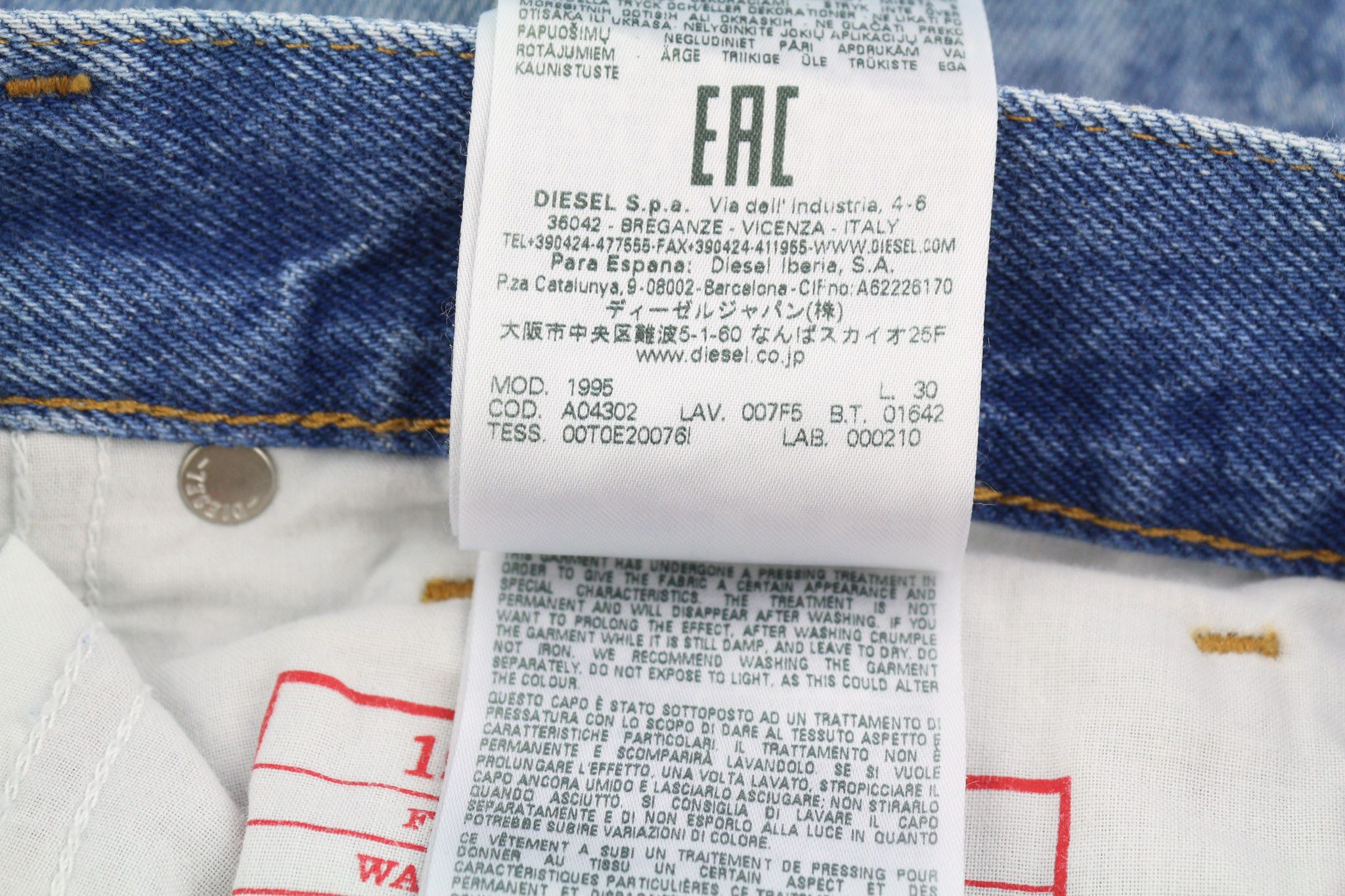 Diesel 1995 007F5 W30 Slim Straight Washed Blue Jeans 40224 Size US 30 / EU 46 - 11 Thumbnail