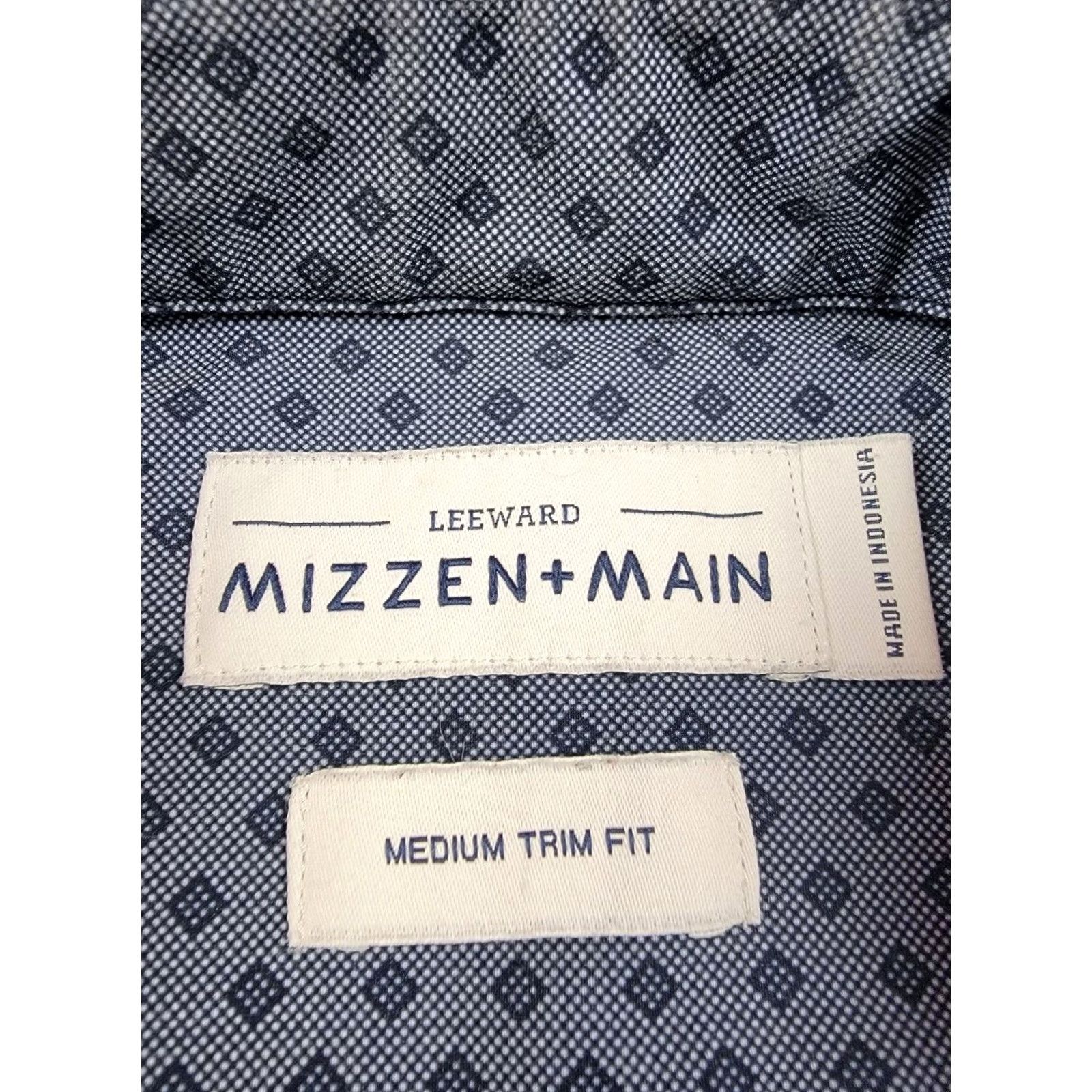 Mizzen+Main Mizzen+Main Leeward Spade Shirt Mens Medium Trim Fit Blue Button Up Stretch Collar Spread Classic Preppy Men Size US M / EU 48-50 / 2 - 2 Thumbnail