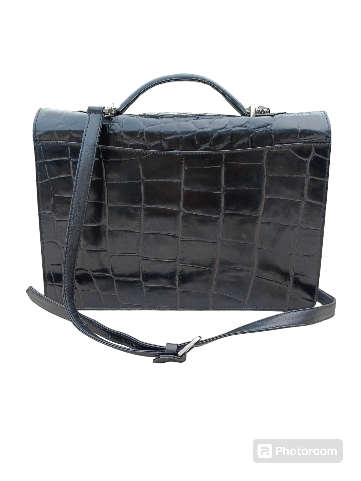 Versace VERSACE CROCODILE EMBOSSED LEATHER BRIEFCASE BUSINES BAG Size ONE SIZE - 2 Thumbnail