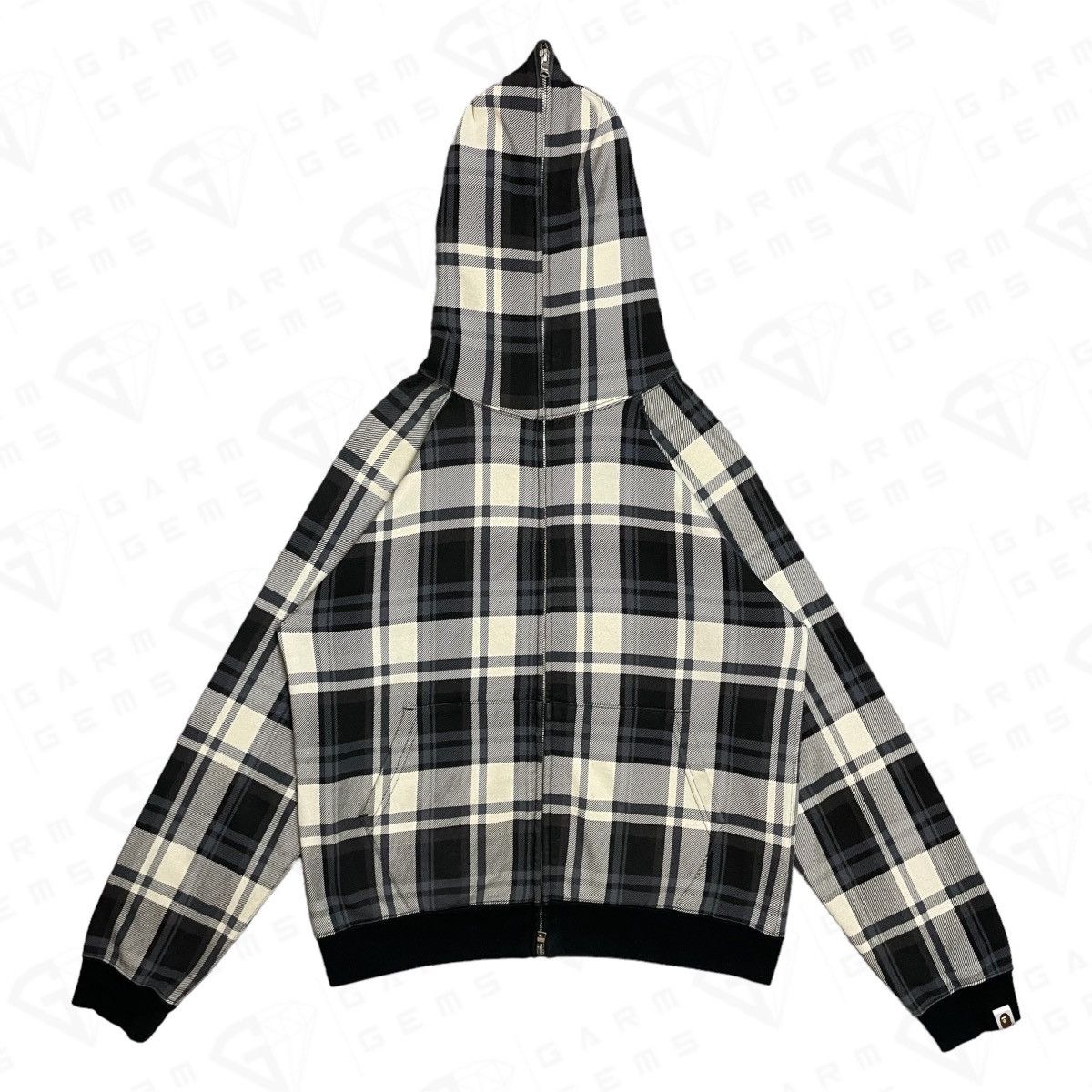 image of Bape A Bathing Ape Check Full Zip Hoodie in Grey, Men's (Size Small)