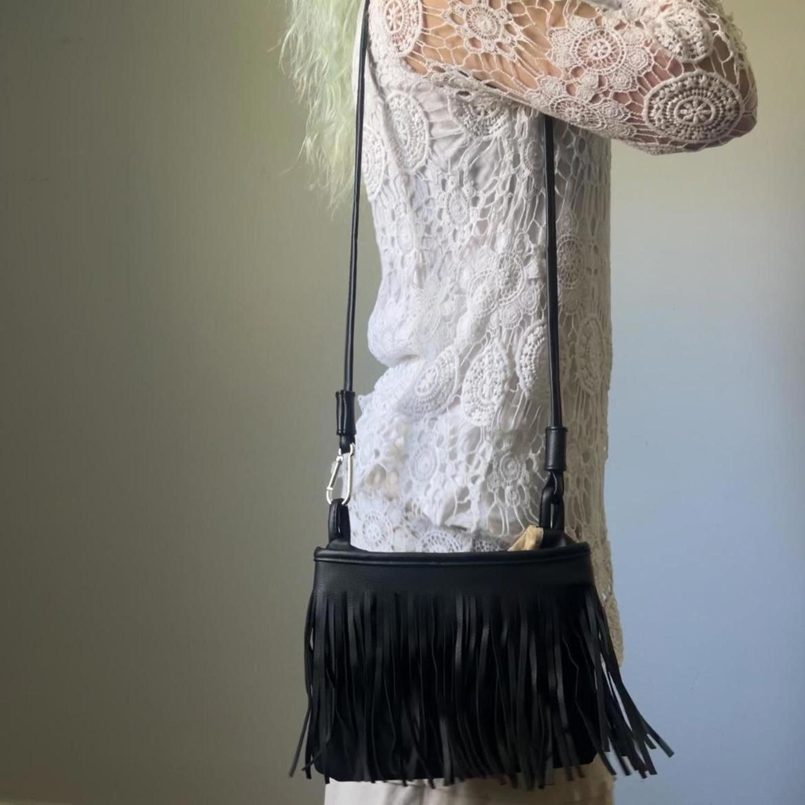 Other black faux leather fringe crossbody bag Size ONE SIZE - 4 Thumbnail