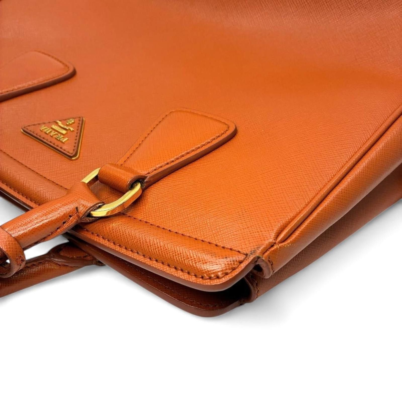 Prada Prada - Brown Orange Leather Handbag Size ONE SIZE - 3 Thumbnail