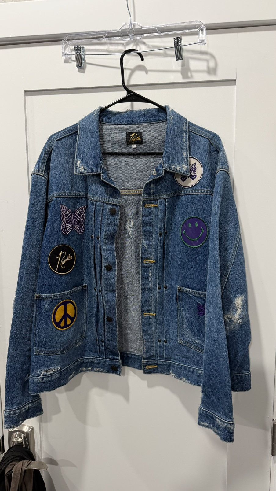 Needles NEEDLES “DENIM LOGO PATCHWORK TRUCKER JACKET” Size US L / EU 52-54 / 3 - 2 Thumbnail