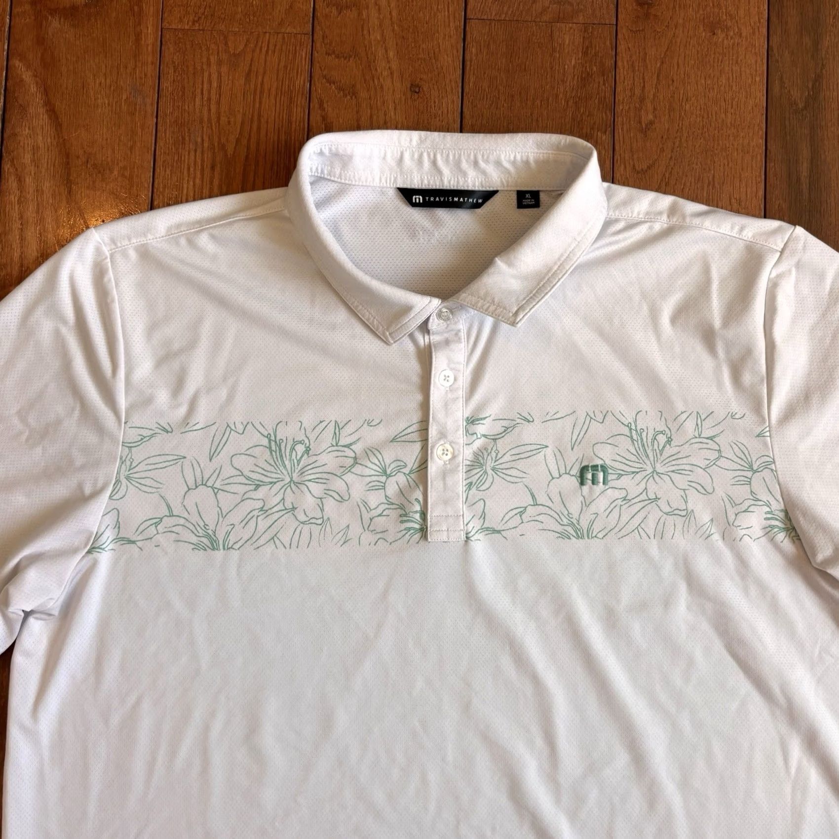TravisMathew Travis Mathew Golf Polo Shirt Mens White Green Floral Tropical XL Size US XL / EU 56 / 4 - 2 Thumbnail