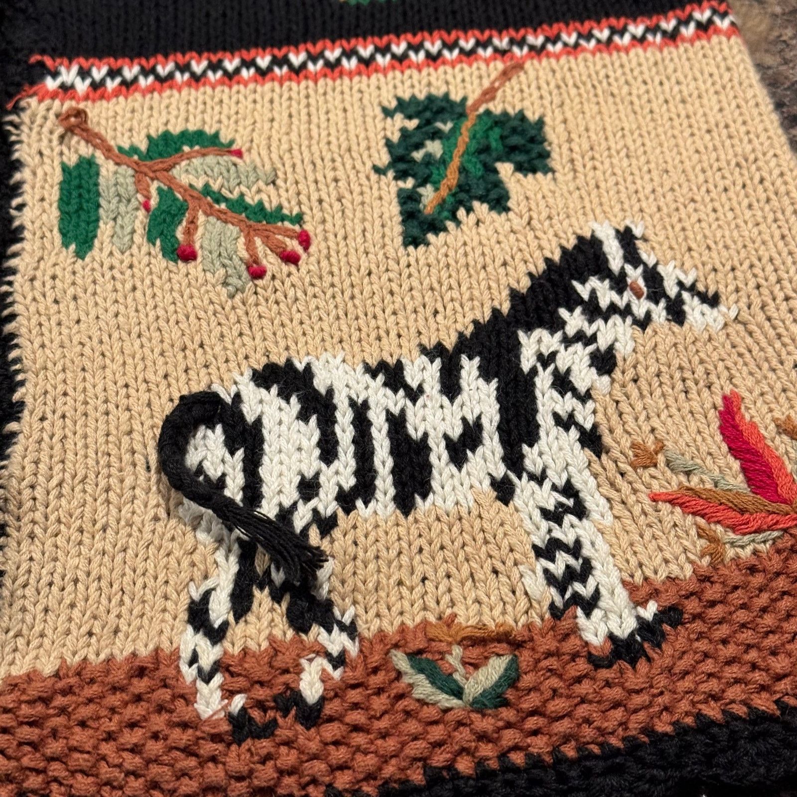 Other Vintage Hand Knit Sweater Vest Large Novelty Animal Safari Size L / US 10 / IT 46 - 8 Thumbnail