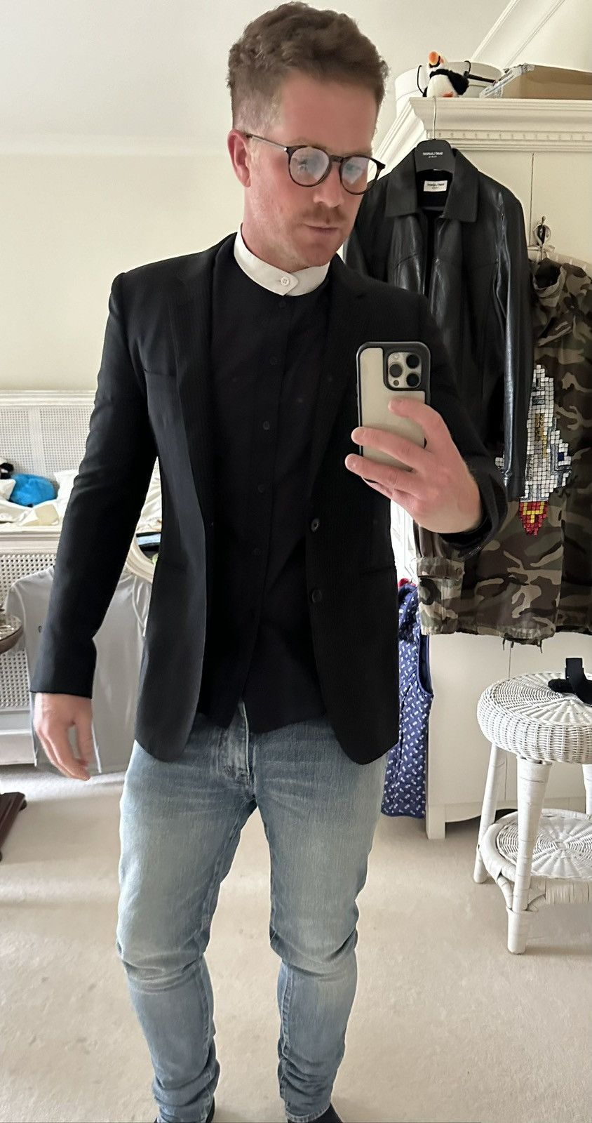 Saint Laurent Paris SS13 Saint Laurent semi sheer dinner Henley grandad shirt 42 Size US L / EU 52-54 / 3 - 2 Thumbnail