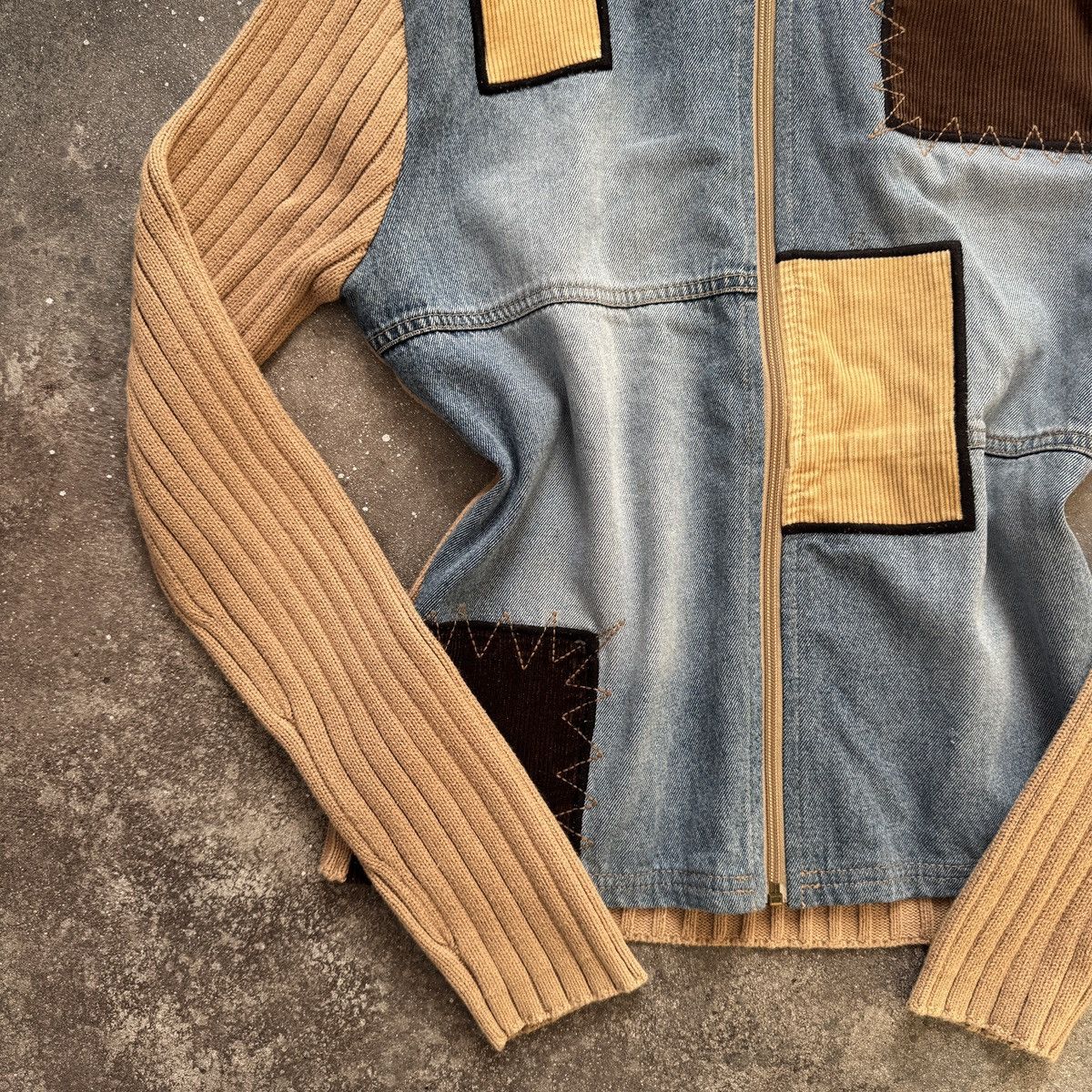 Japanese Brand Avant Garde Vintage Patchwork Unisex Ribbed Knit Zip Sweater Size US M / EU 48-50 / 2 - 5 Thumbnail