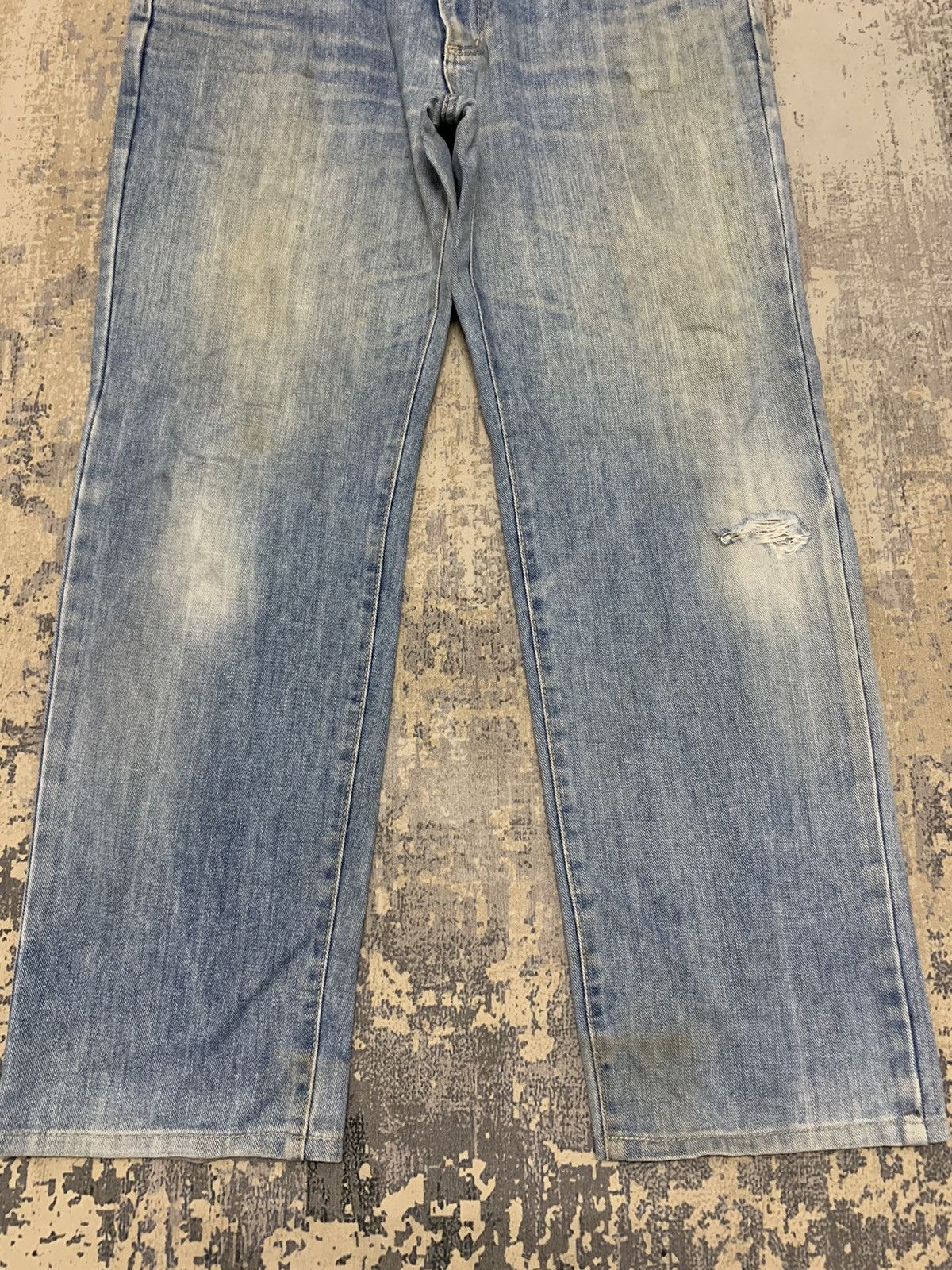 Edwin Vintage EDWIN 403 Distressed Ripped Denim Jeans 35x29.5 Size US 35 - 4 Thumbnail