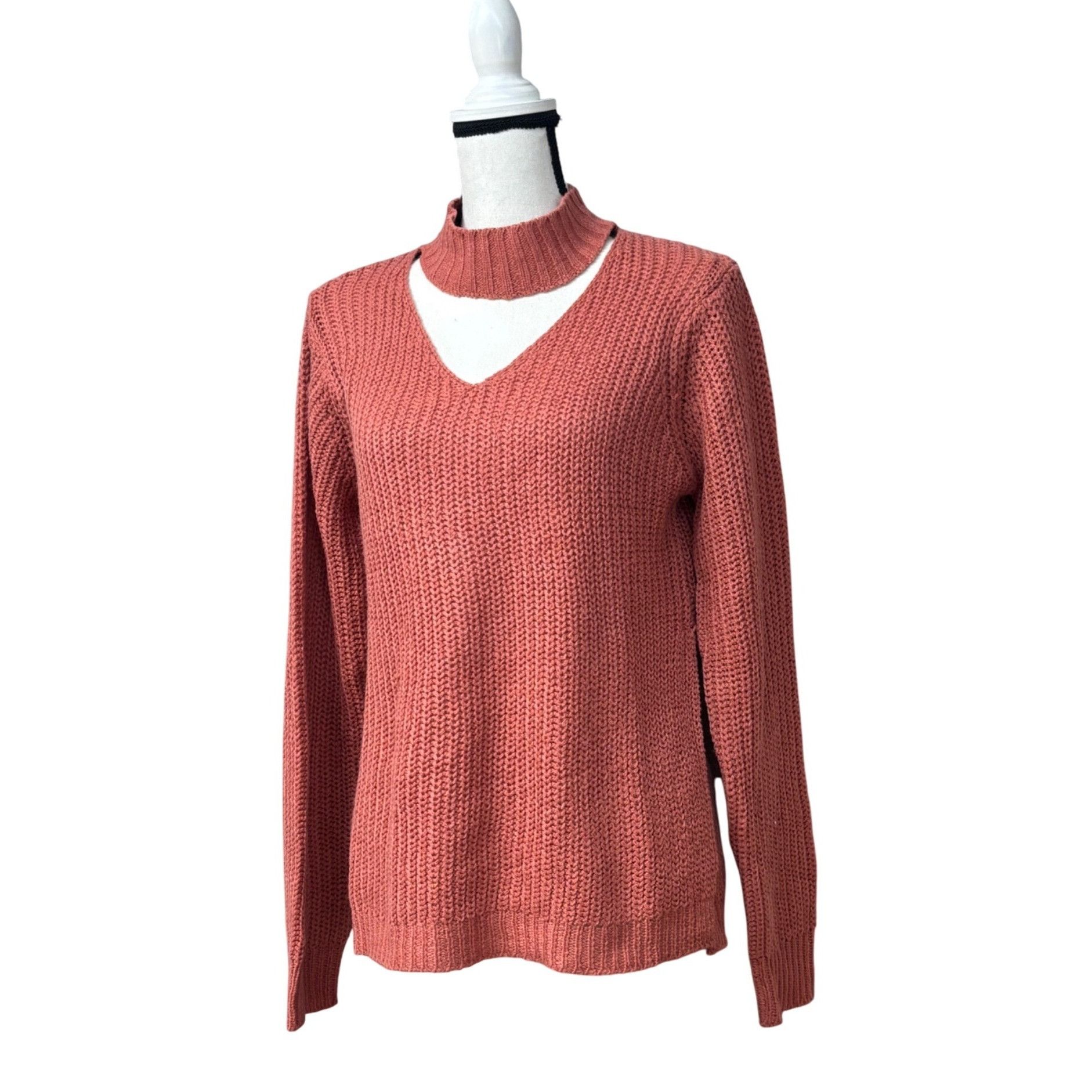 Other Planet Gold Junior’s V-neck chocker Side Slits Sweater, Sz. Size M / US 6-8 / IT 42-44 - 1 Thumbnail