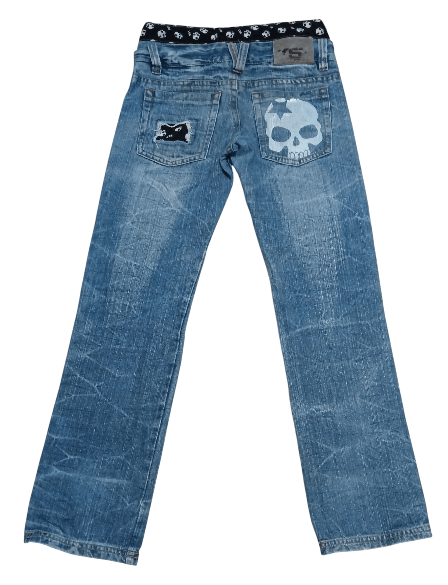 If Six Was Nine × Japanese Brand RARE DISTRESS PATCHWORK SKULLS BA-TSU STUDIOS DENIM Size US 28 / EU 44 - 5 Thumbnail