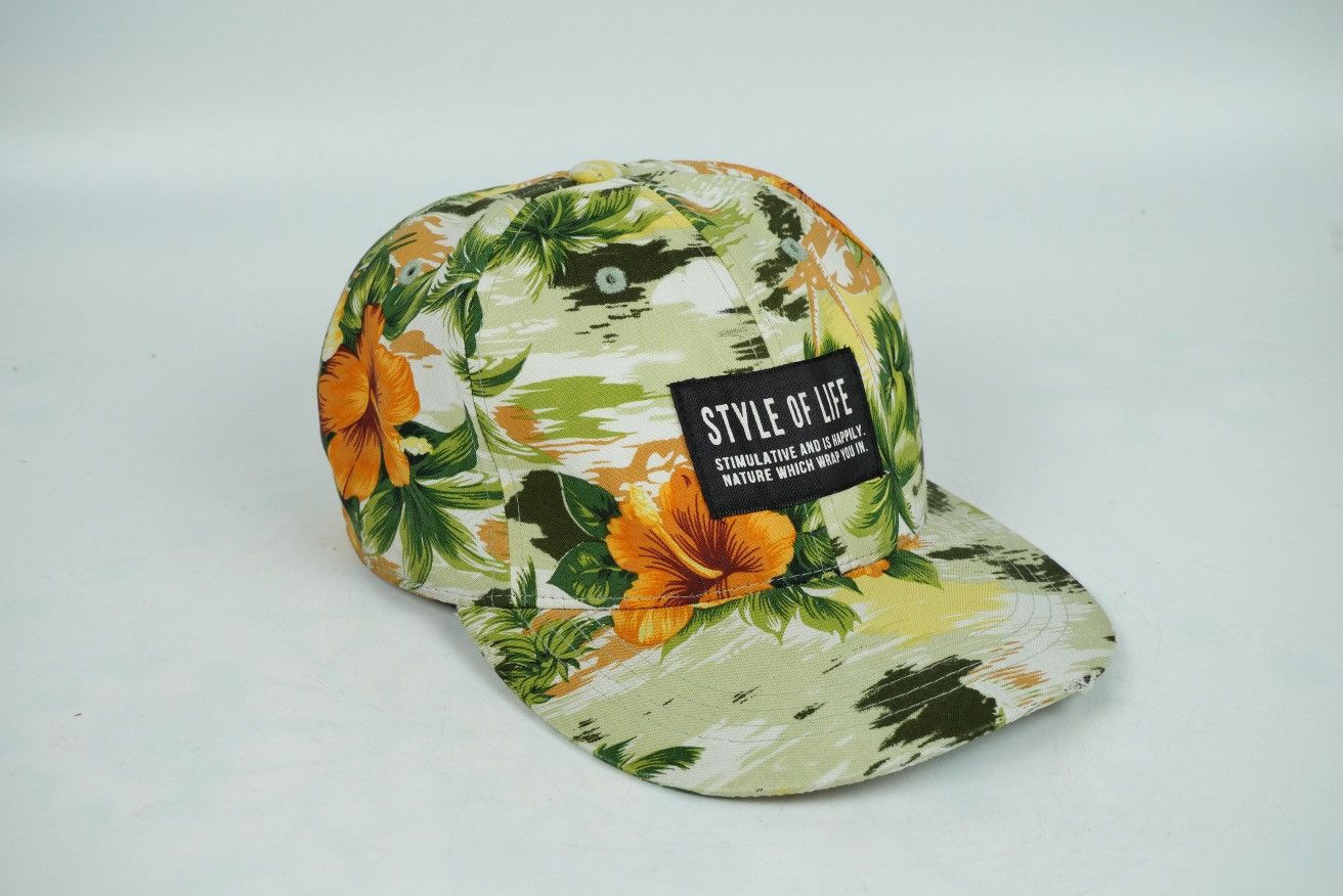 Japanese Brand Summer Cap Flowers Print Vintage Japanese Cap Size ONE SIZE - 1 Thumbnail