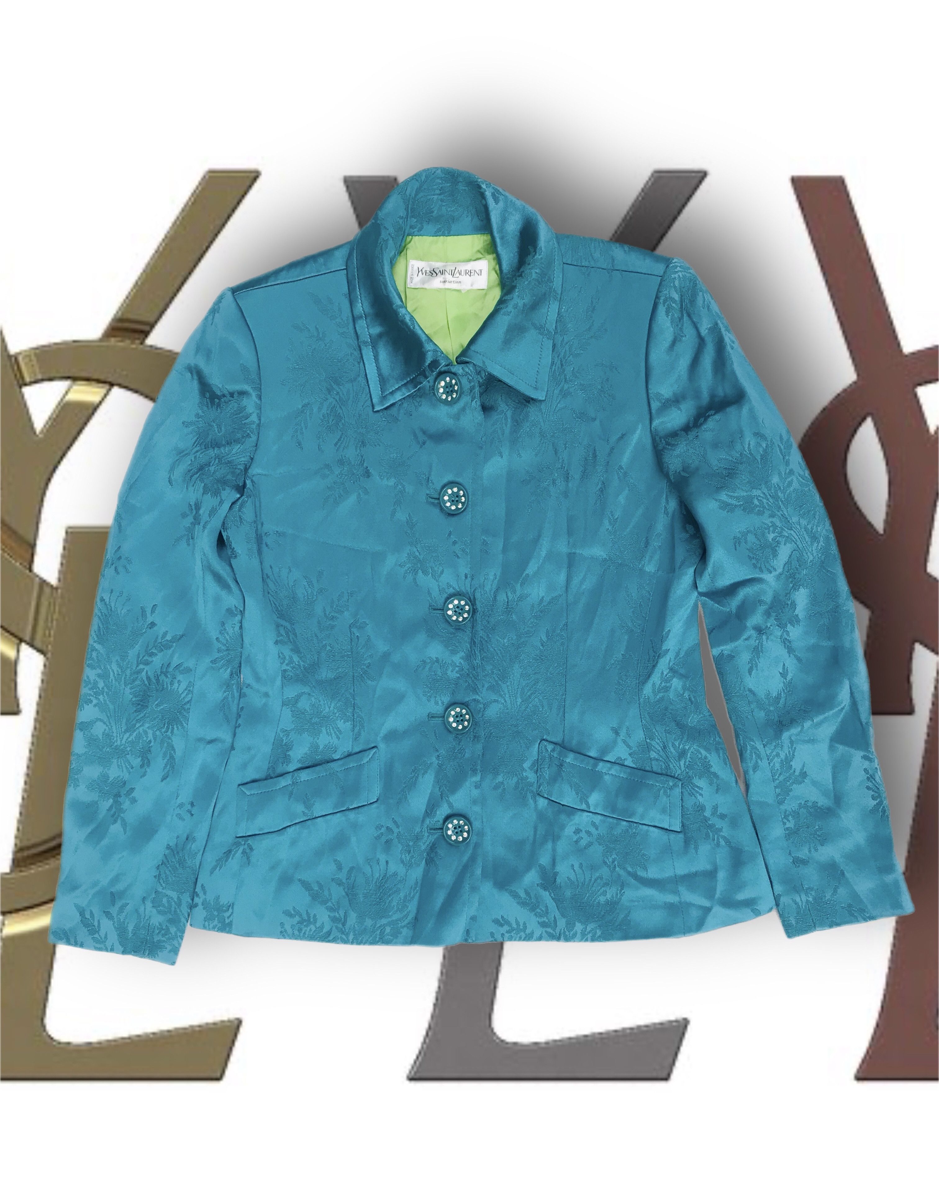 Yves Saint Laurent VINTAGE Yves Saint Laurent YSL Floral Silk Jacquard Blazer Size M / US 6-8 / IT 42-44 - 1 Thumbnail