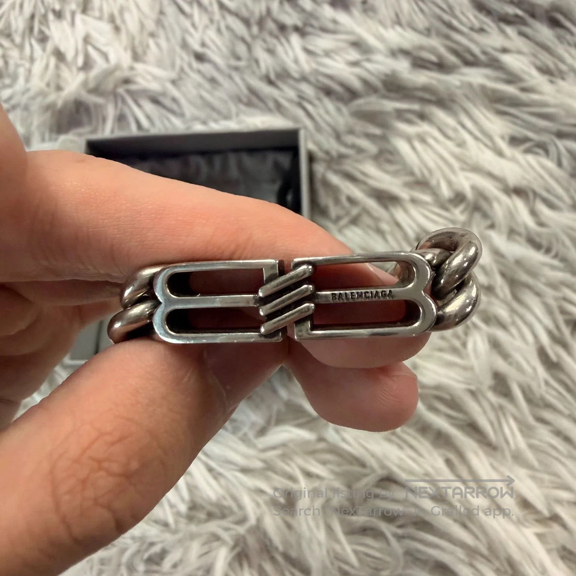 Balenciaga balenciaga double ring bb bracelet in silver. Size ONE SIZE - 6 Thumbnail
